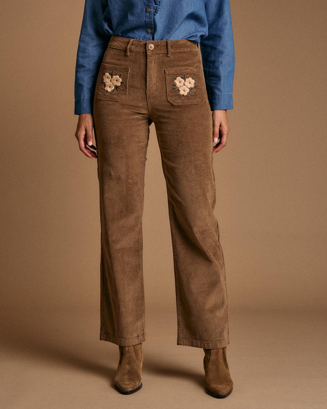 Corduroy Pants Flowers Andrea