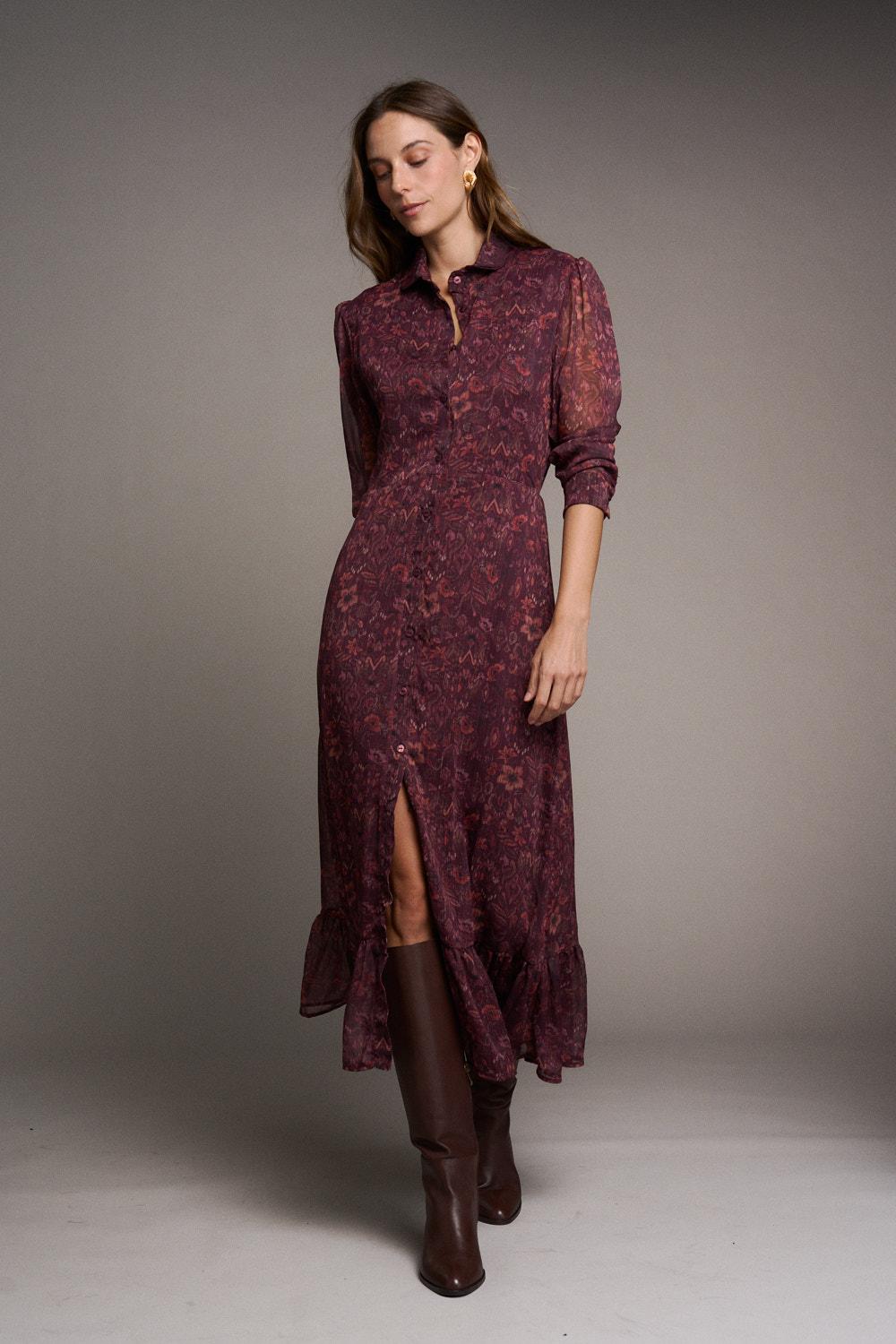 Ombeline Aubergine Dress