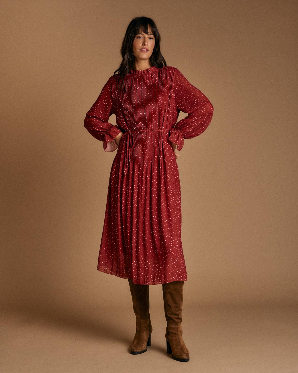 Garnet Polka Dot Dress