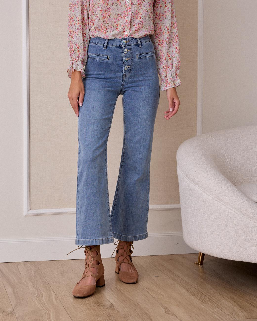 Thea Denim Pants with Buttons