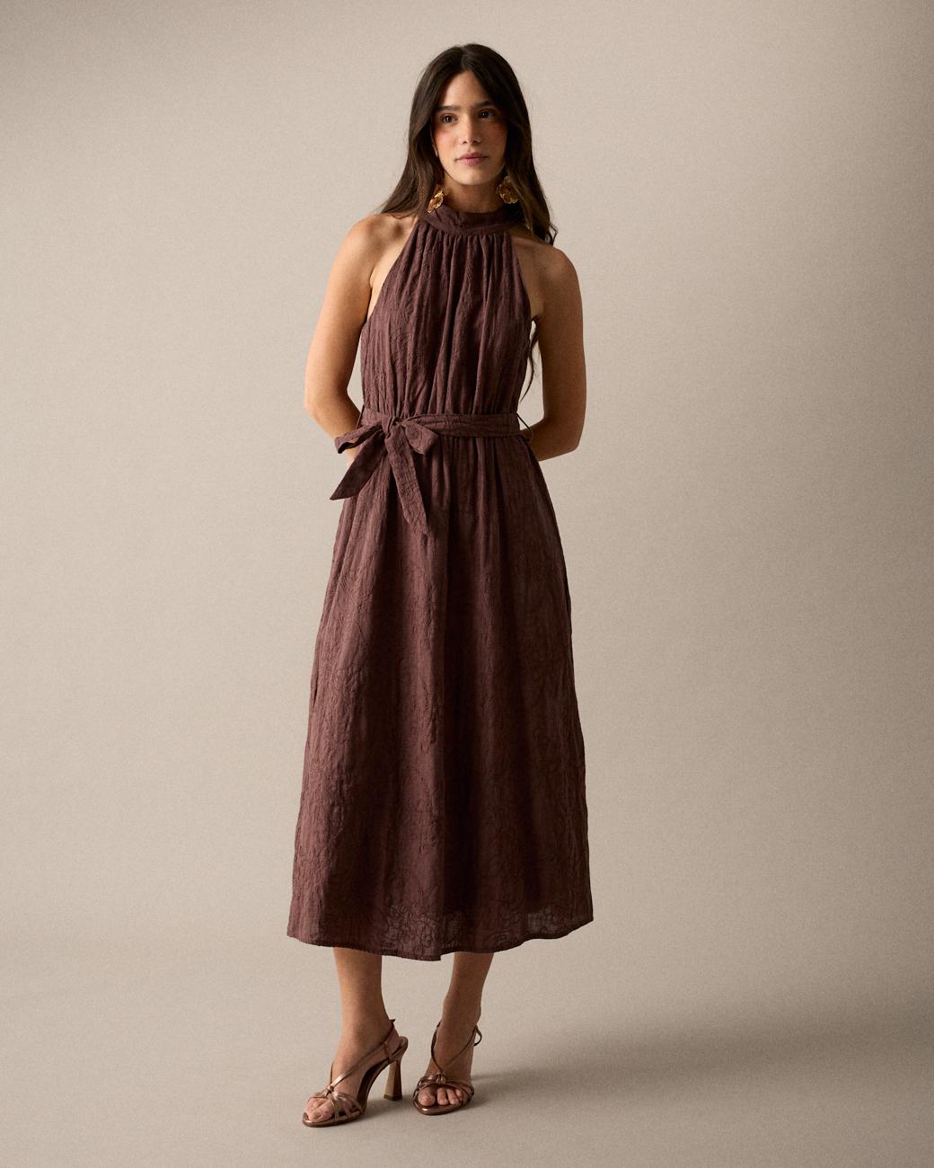 Halter Neck Embroidered Dress