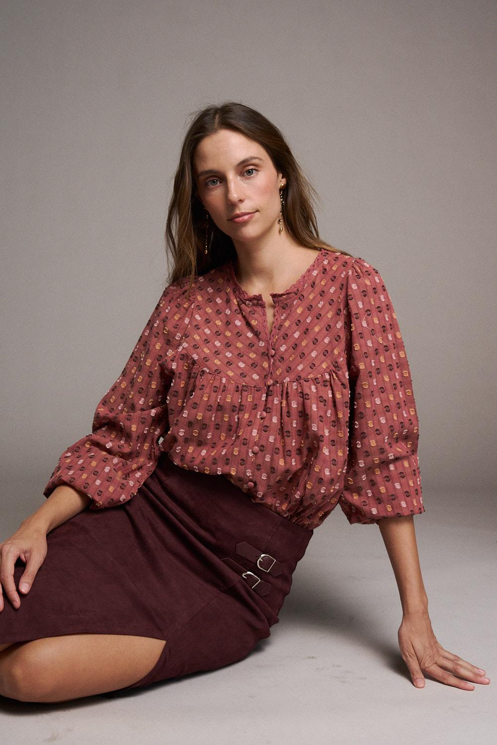 Céleste Topstitch Blouse
