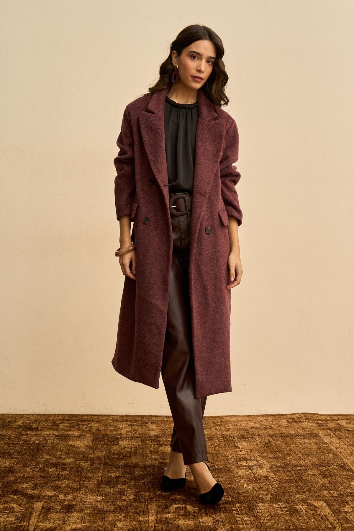 Eulalie Wool-Blend Wrap Coat