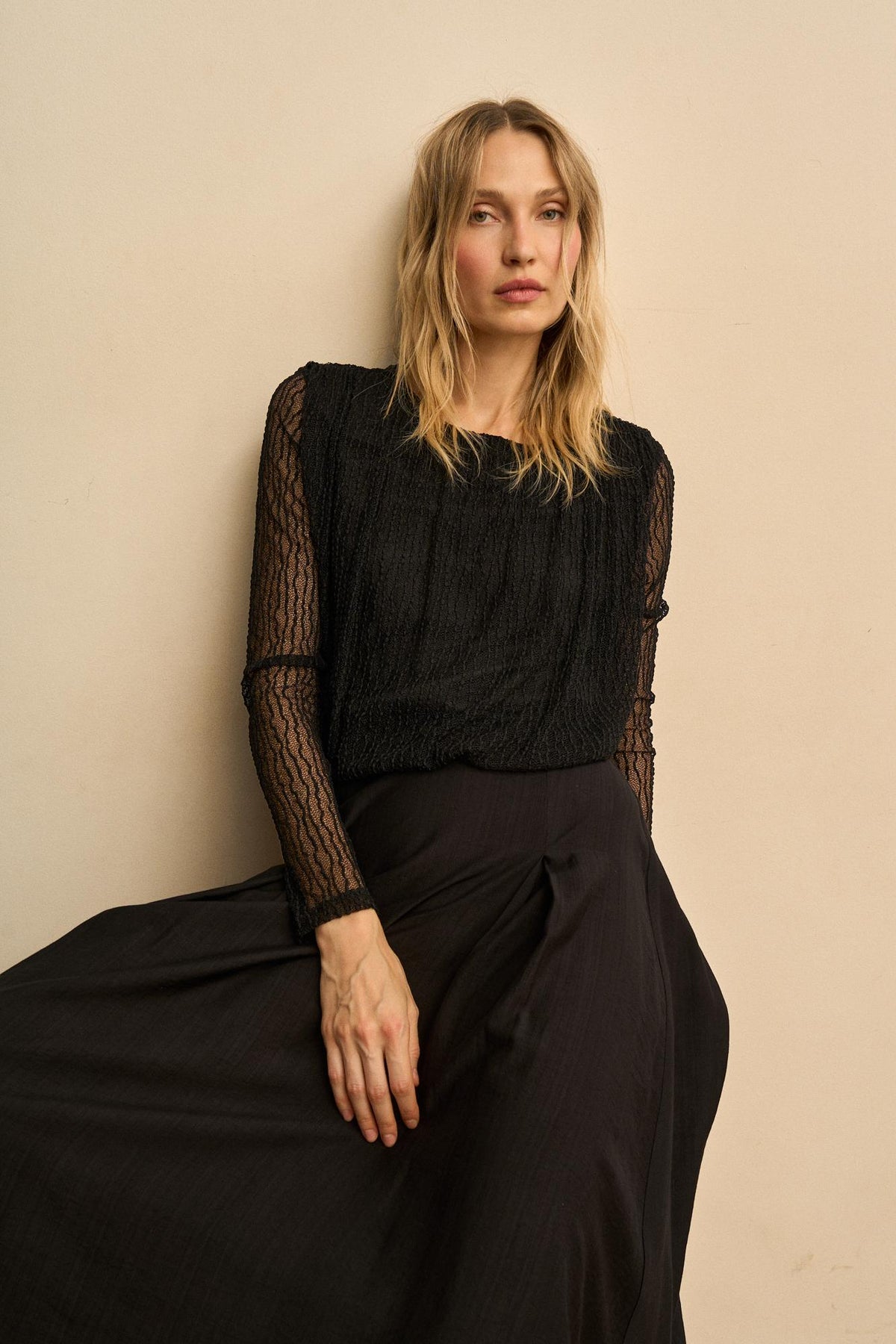 Ysoria Pleated Lace Blouse