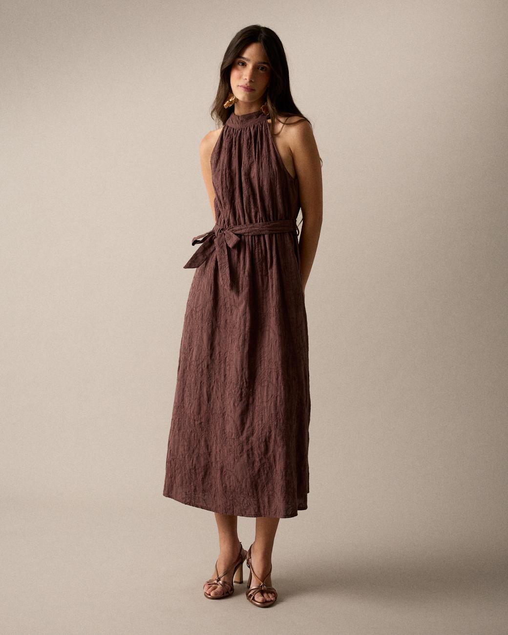 Halter Neck Embroidered Dress