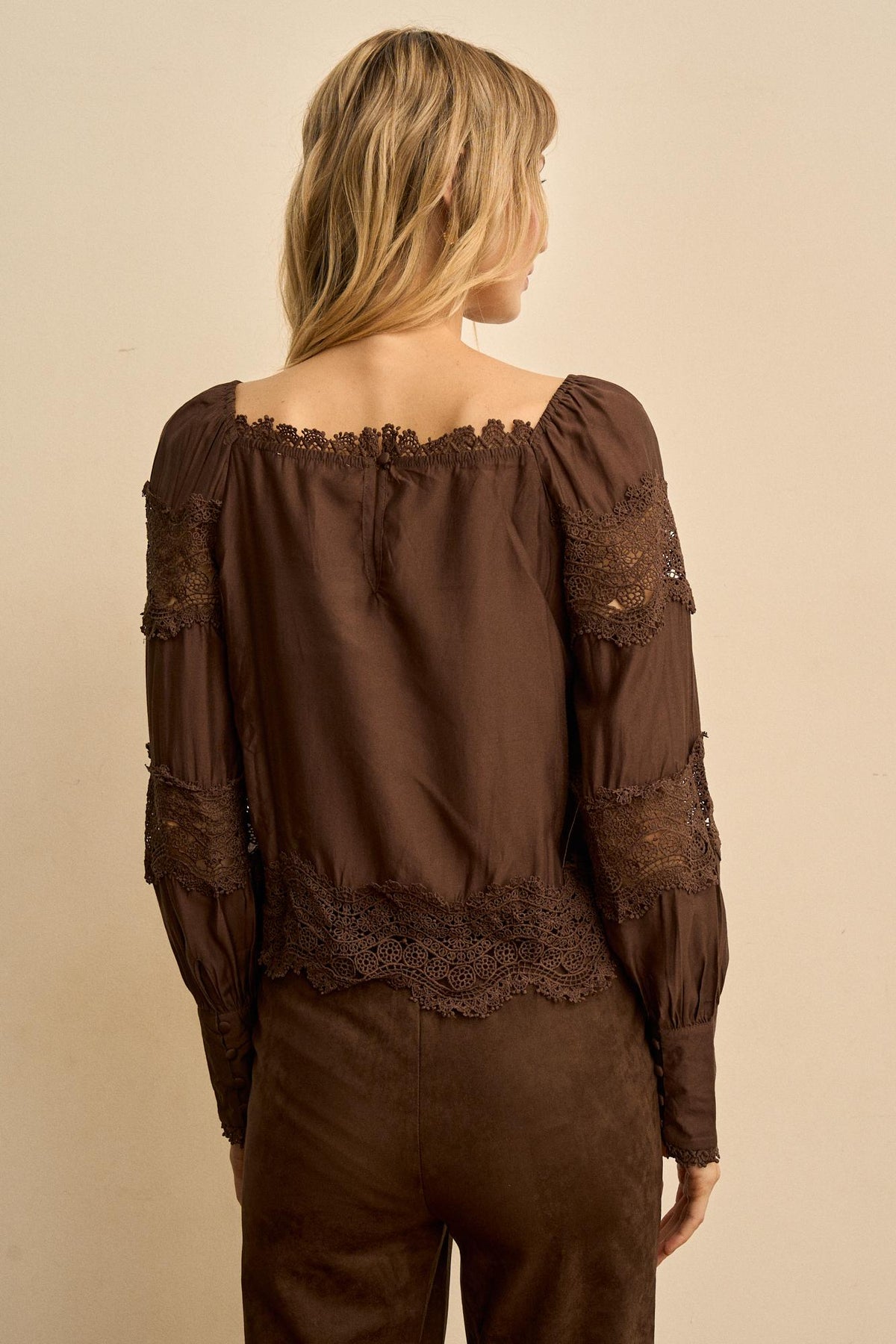 Elodie Gathered Lace Blouse