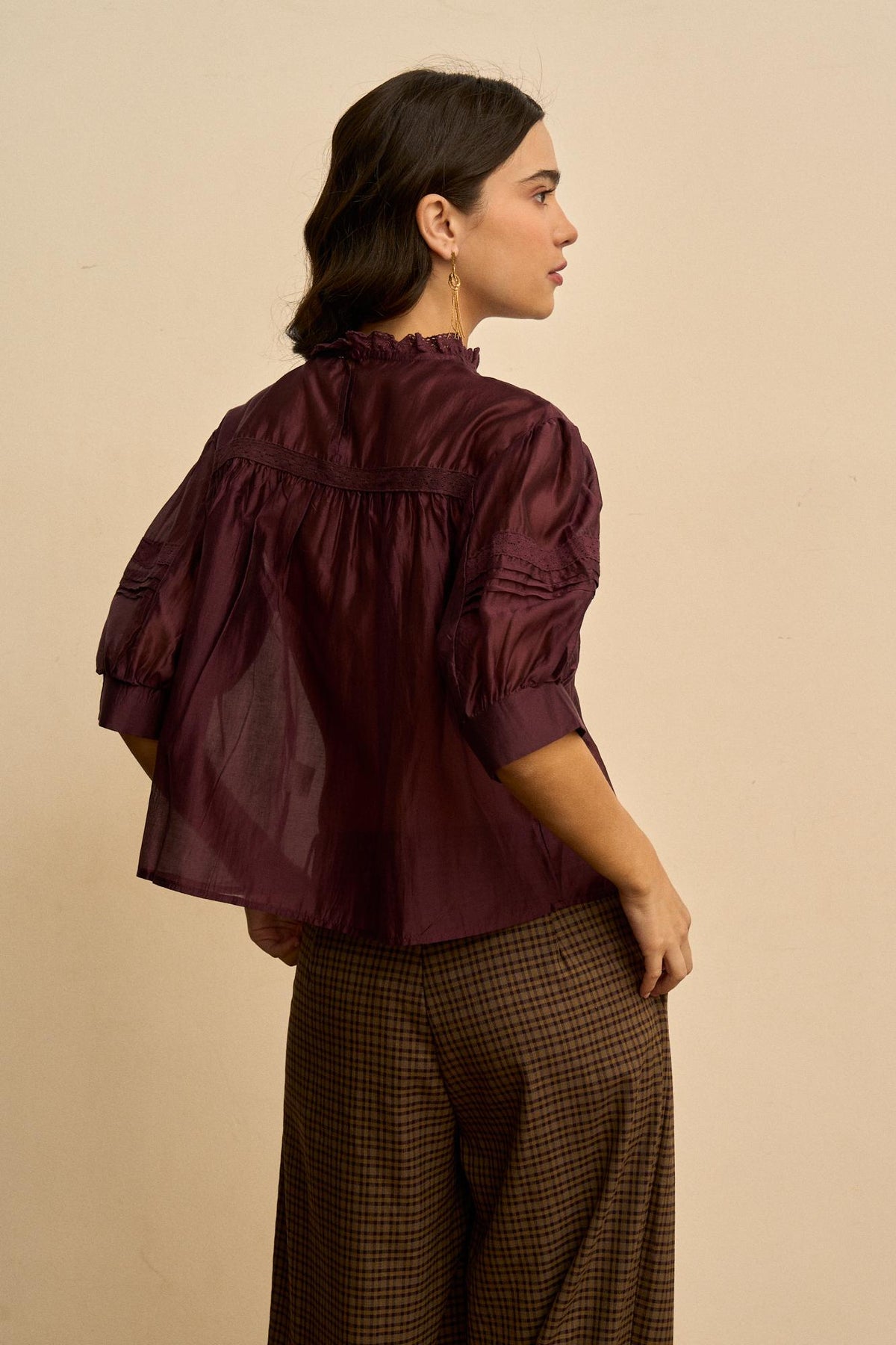 Soline Pintuck Puff-Sleeve Blouse