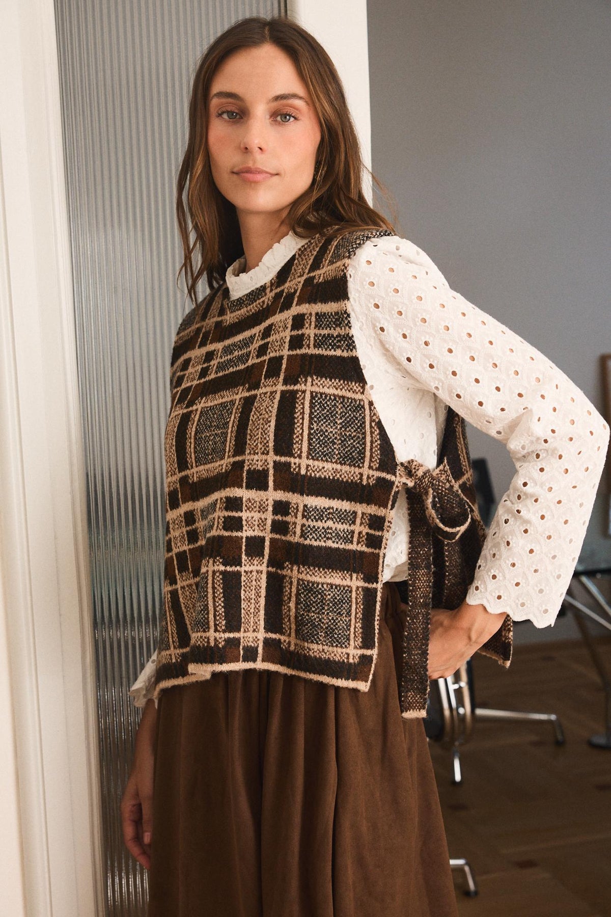 Aiko Check print Vest