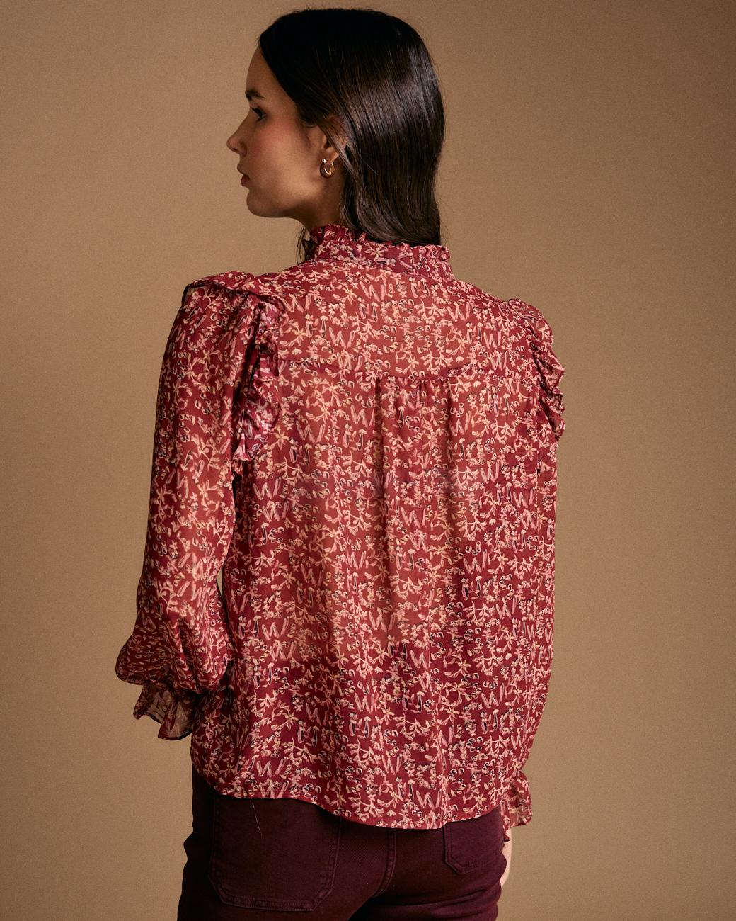 Lidia Print Ruffle Shirt