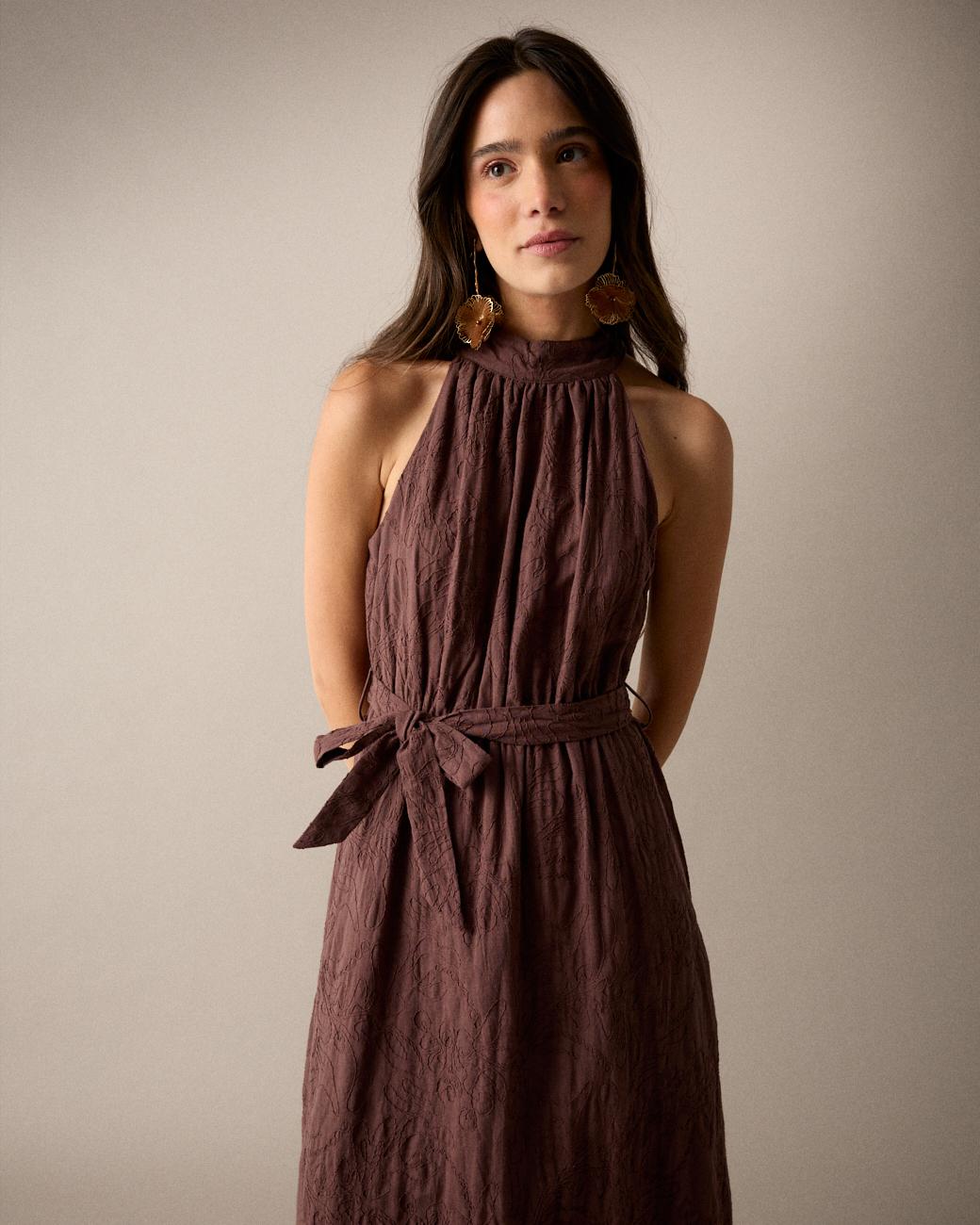 Halter Neck Embroidered Dress