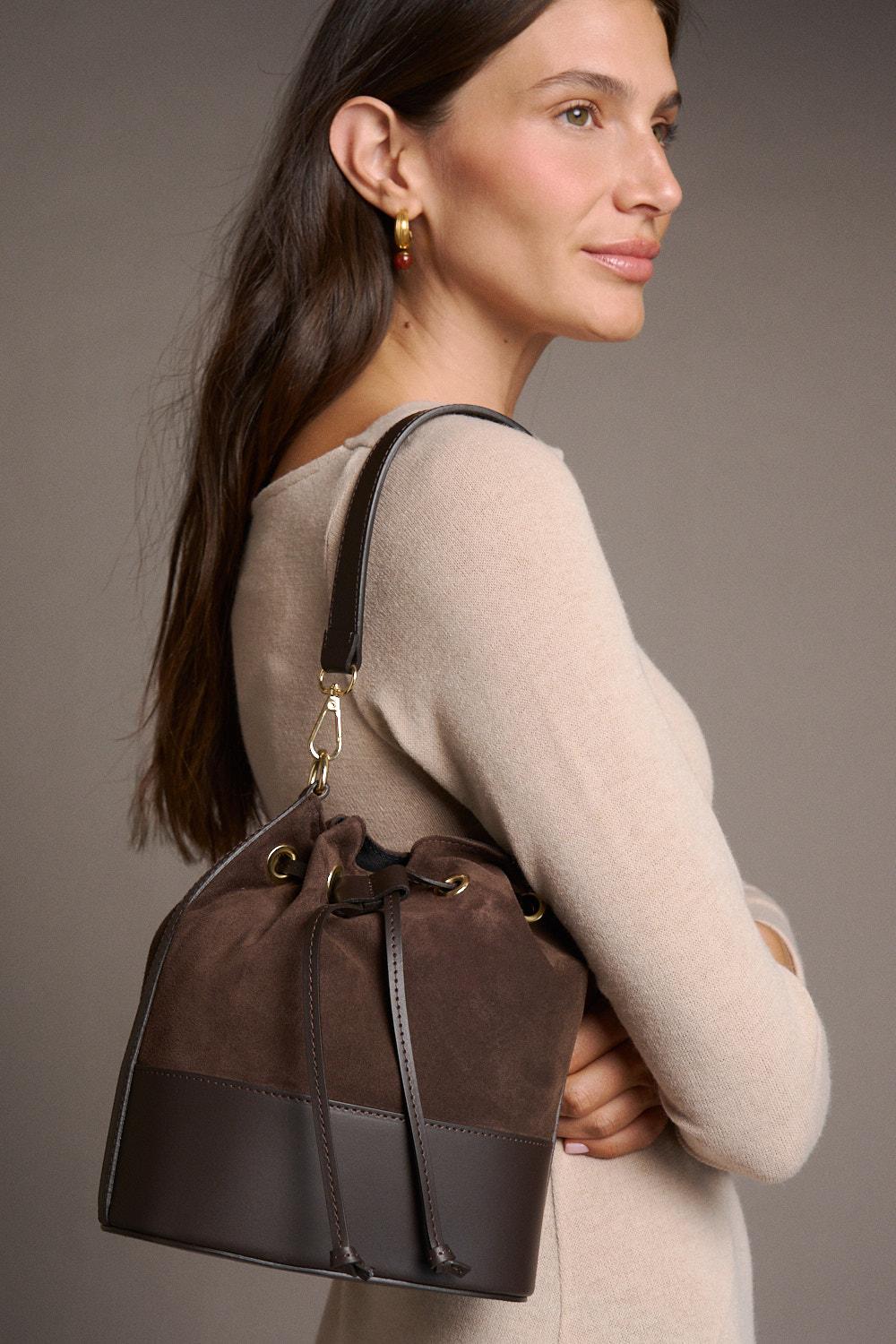 Lorenna Leather Bucket Bag