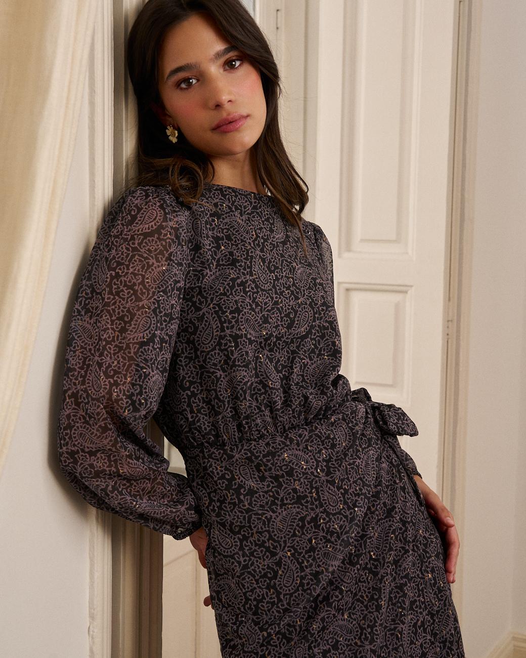 Renata Black Paisley Dress
