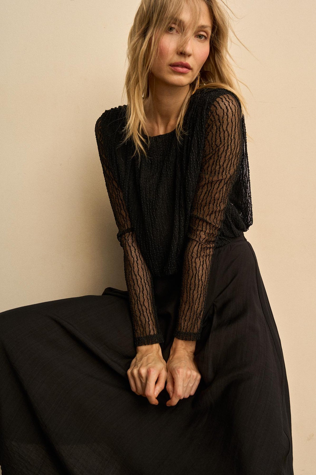 Ysoria Pleated Lace Blouse