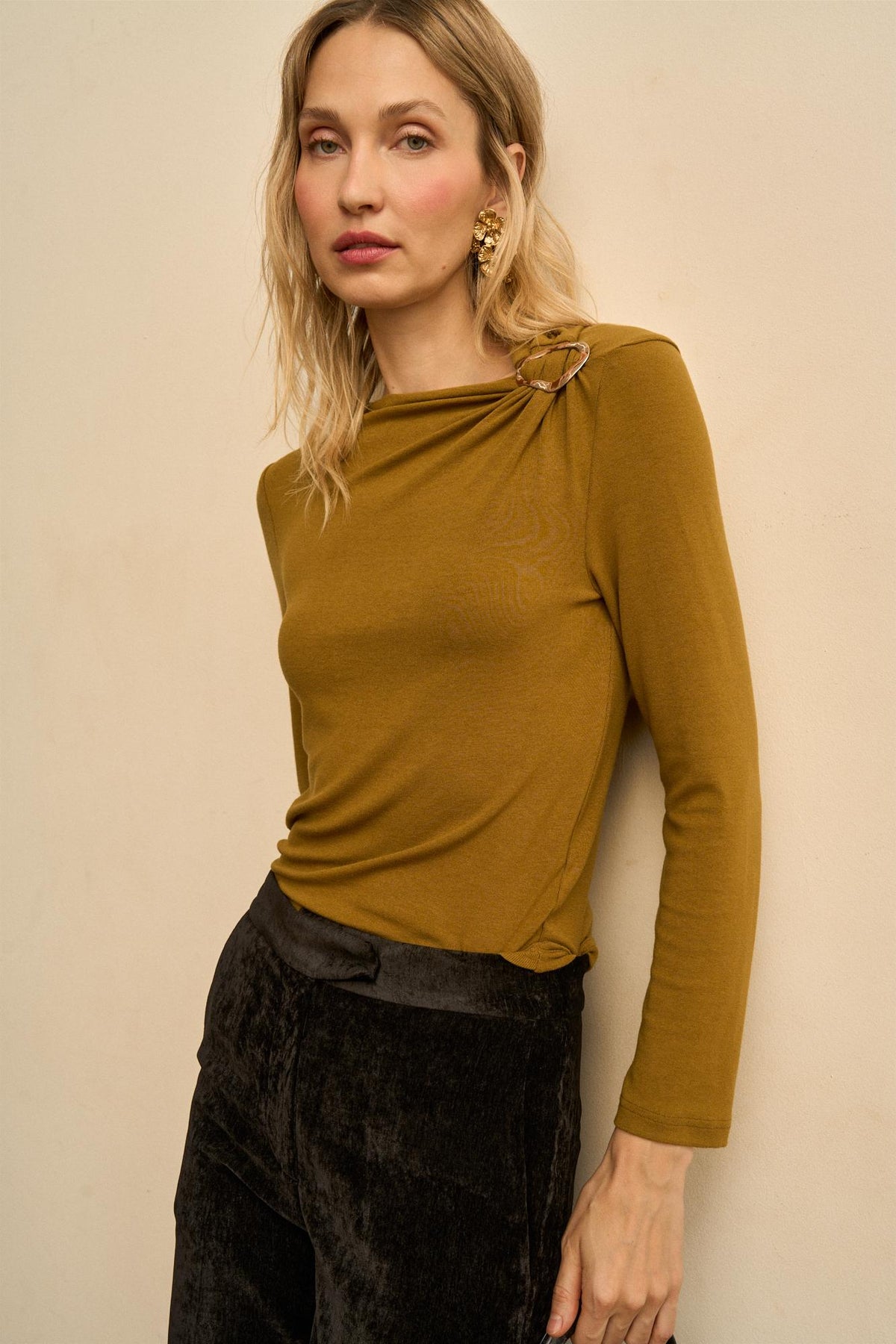 Ysée Draped Top with Brooch