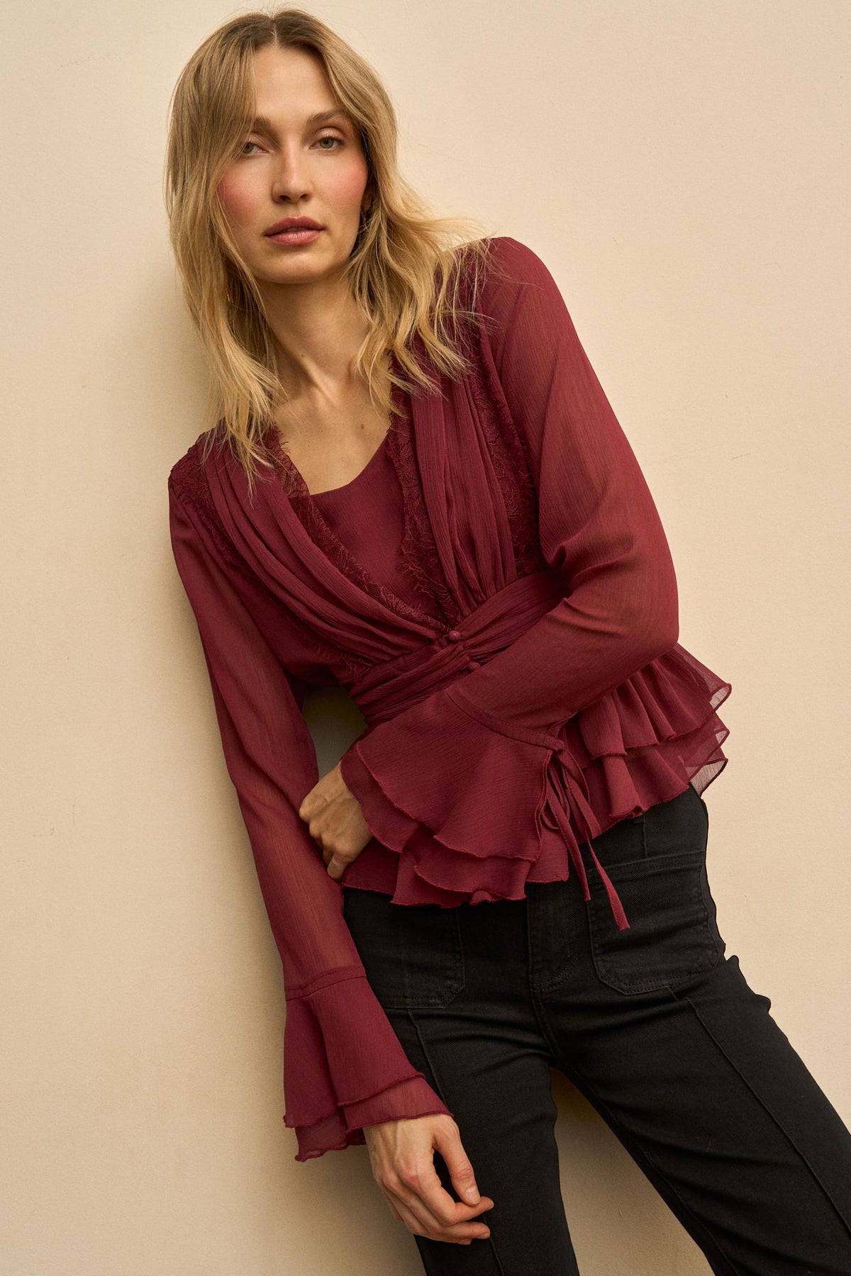 Éliane Ruched Draped Top