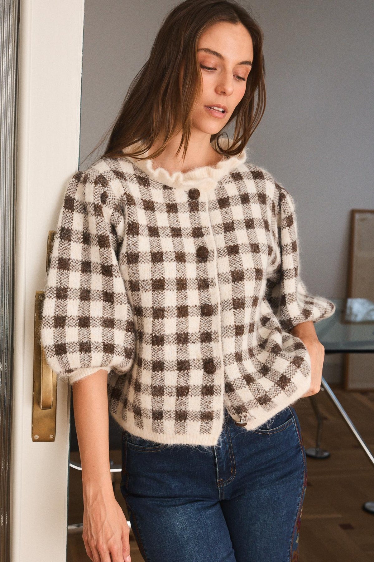 Check print Cardigan Iana