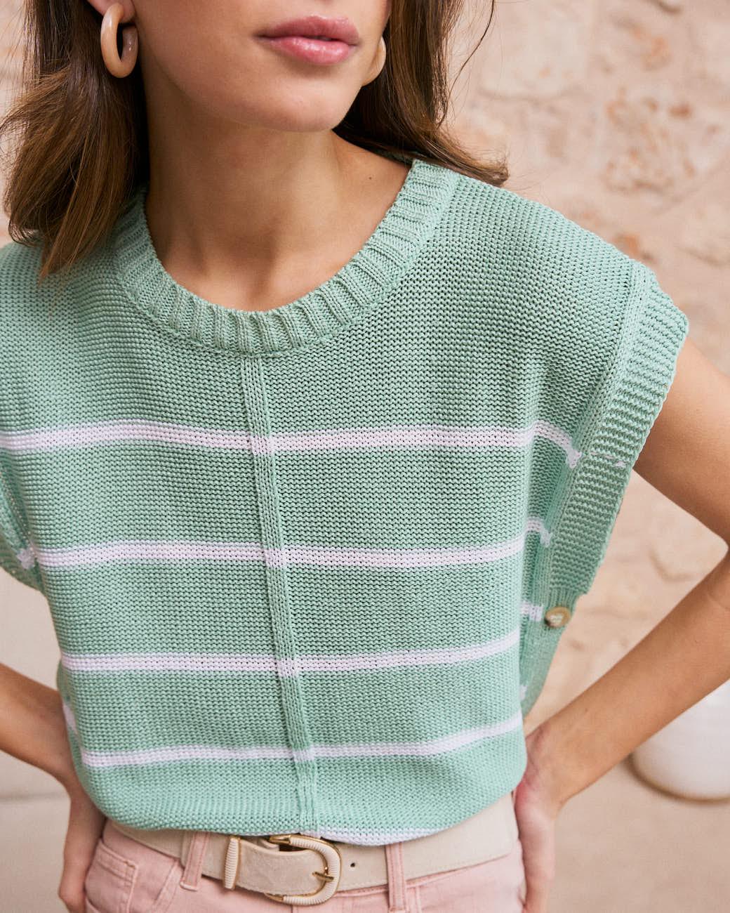 Green Water Striped Top