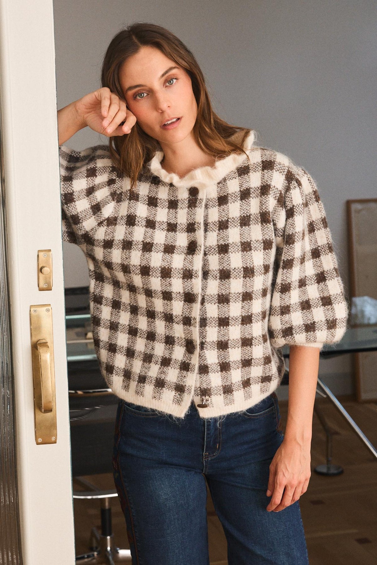 Check print Cardigan Iana