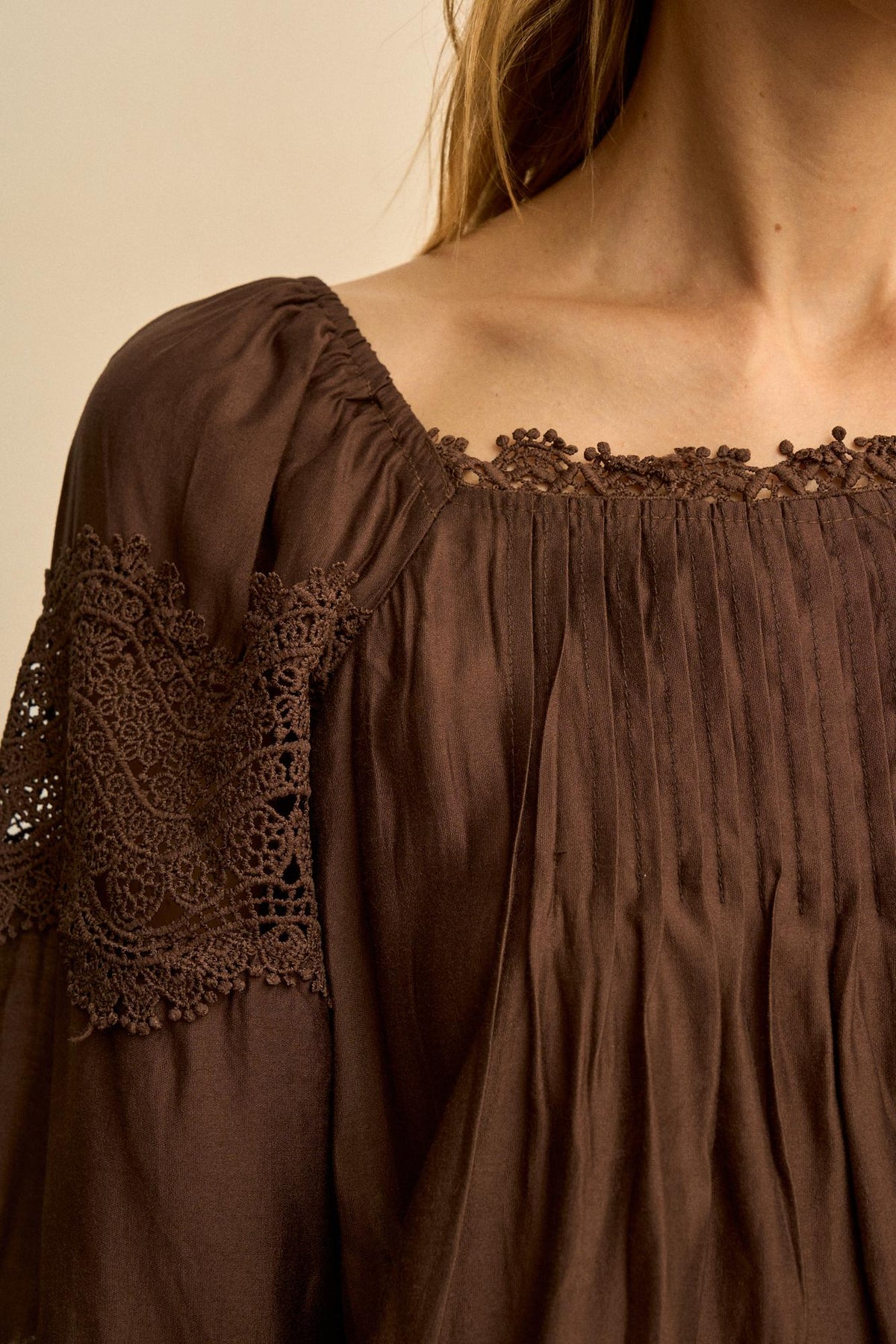 Elodie Gathered Lace Blouse