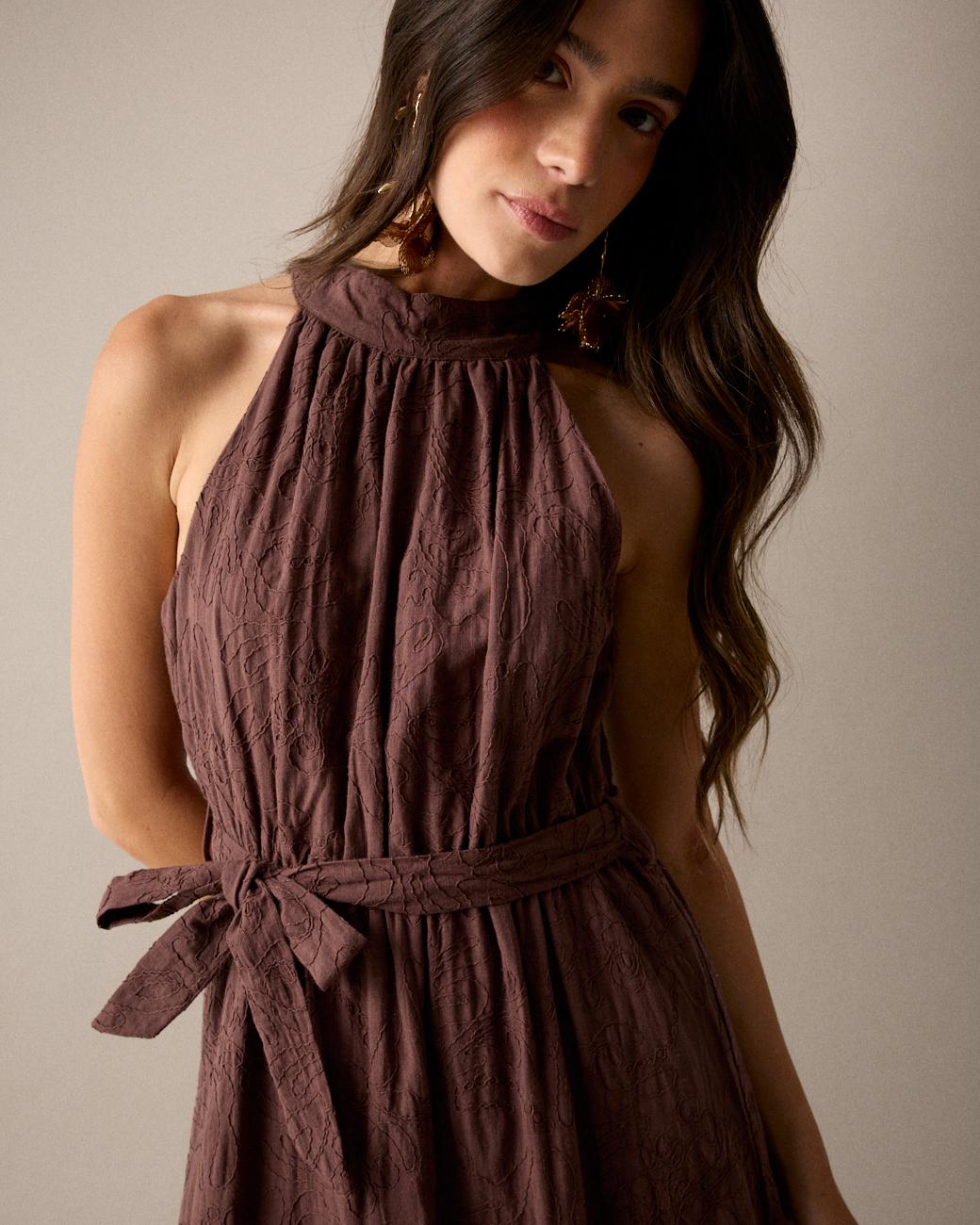 Halter Neck Embroidered Dress