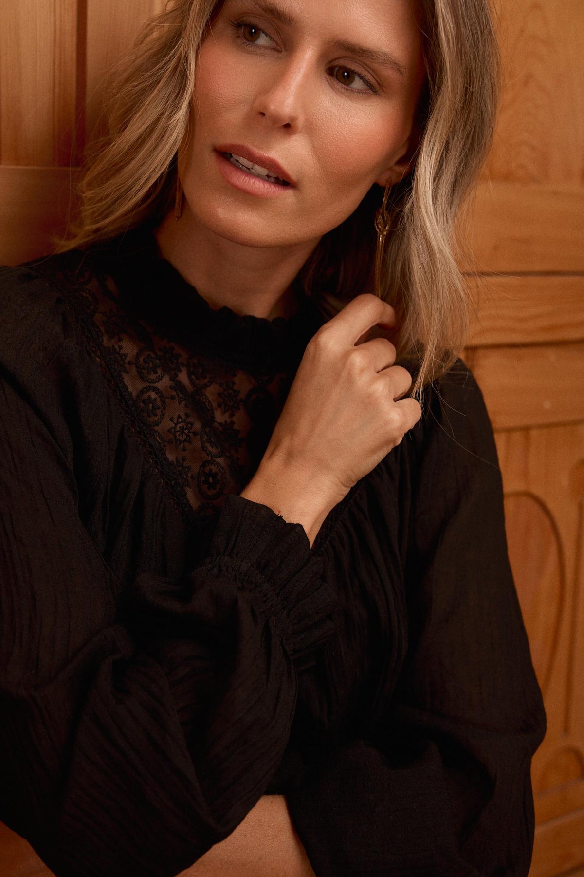 Paola Lace Neckline Blouse