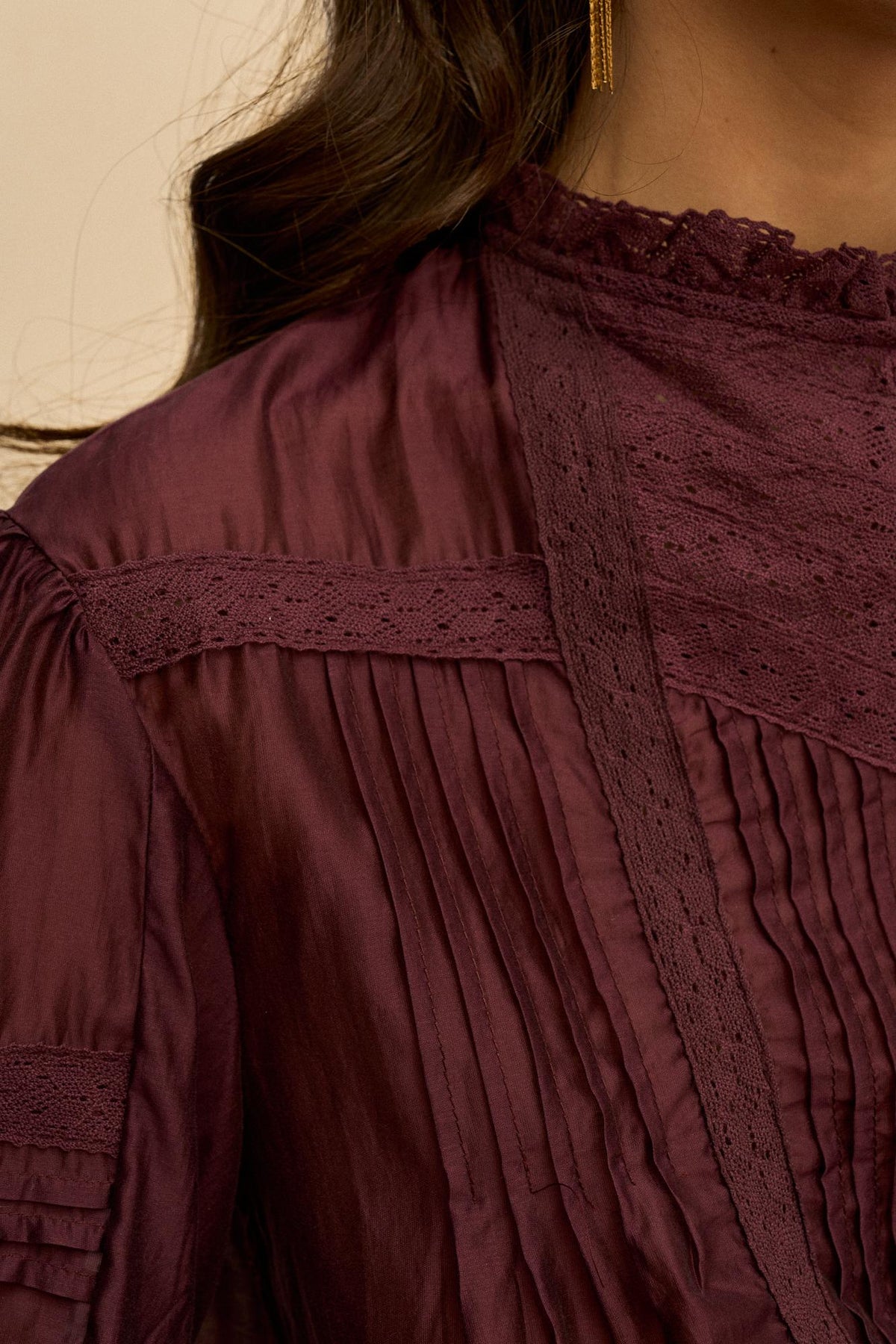 Soline Pintuck Puff-Sleeve Blouse
