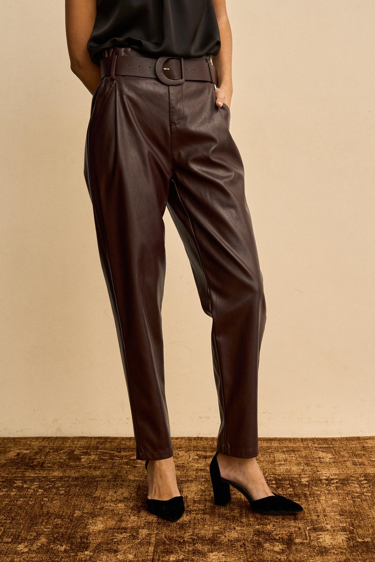 Nerina Satin Trousers with Belt