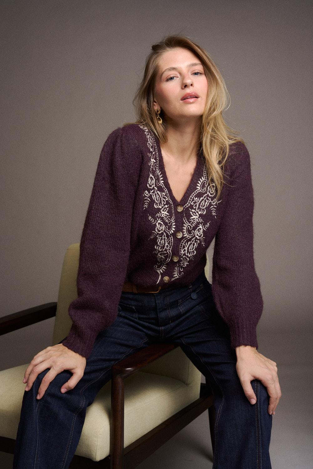 Inès Embroidered Cardigan