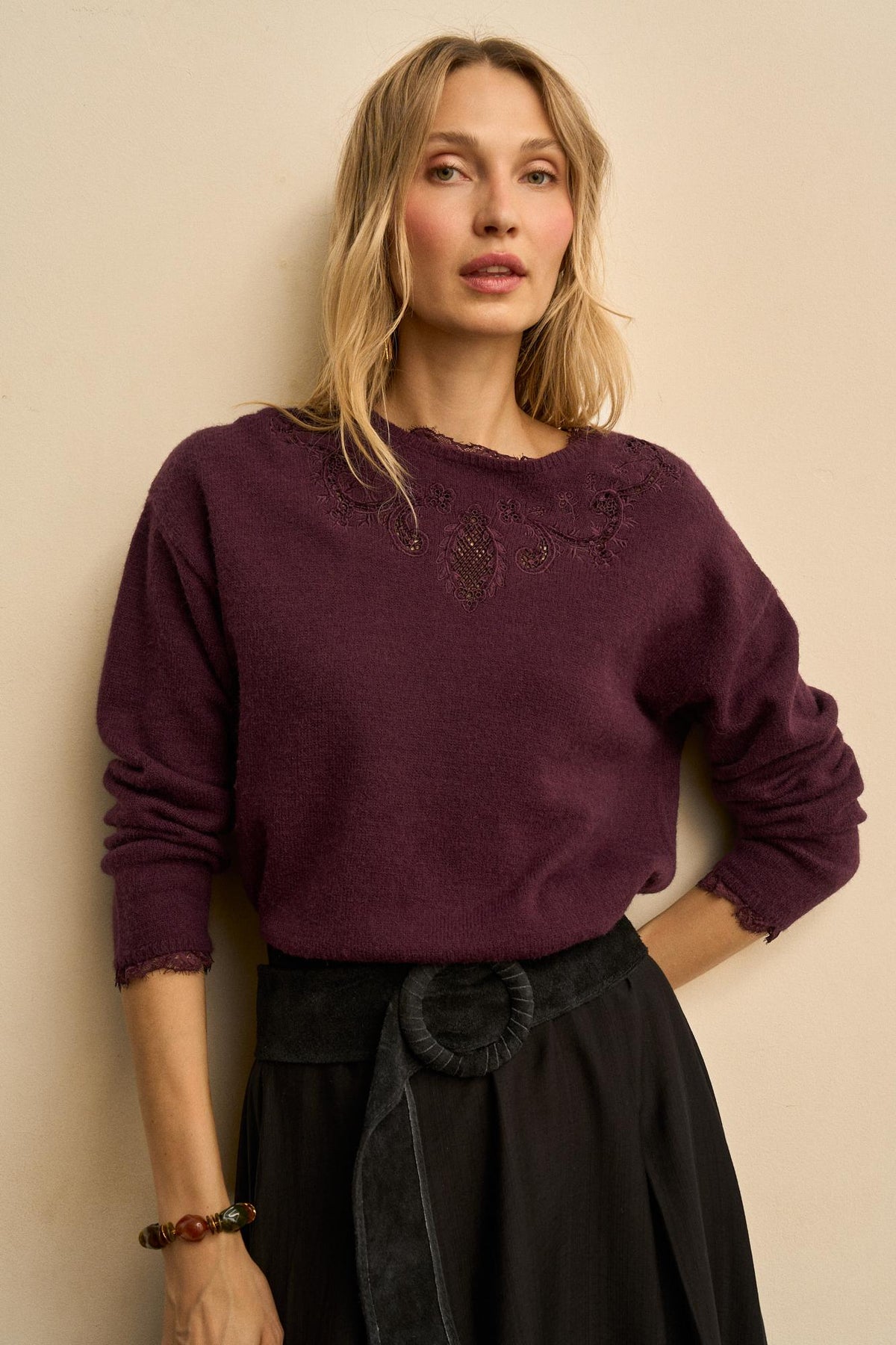 Amaia Openwork-Neck Sweater
