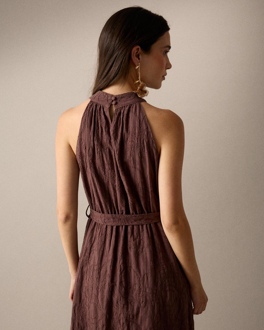 Halter Neck Embroidered Dress