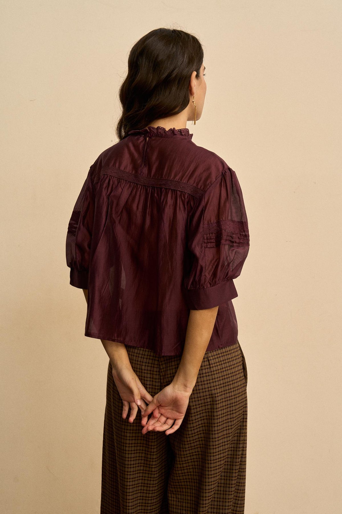 Soline Pintuck Puff-Sleeve Blouse