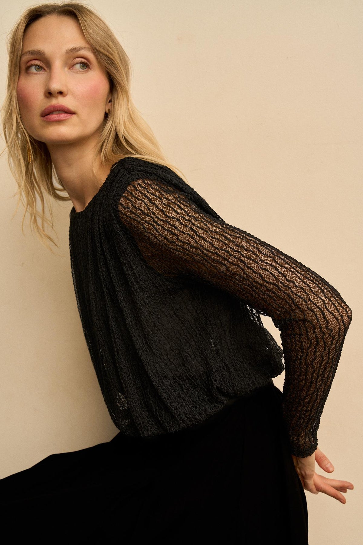 Ysoria Pleated Lace Blouse