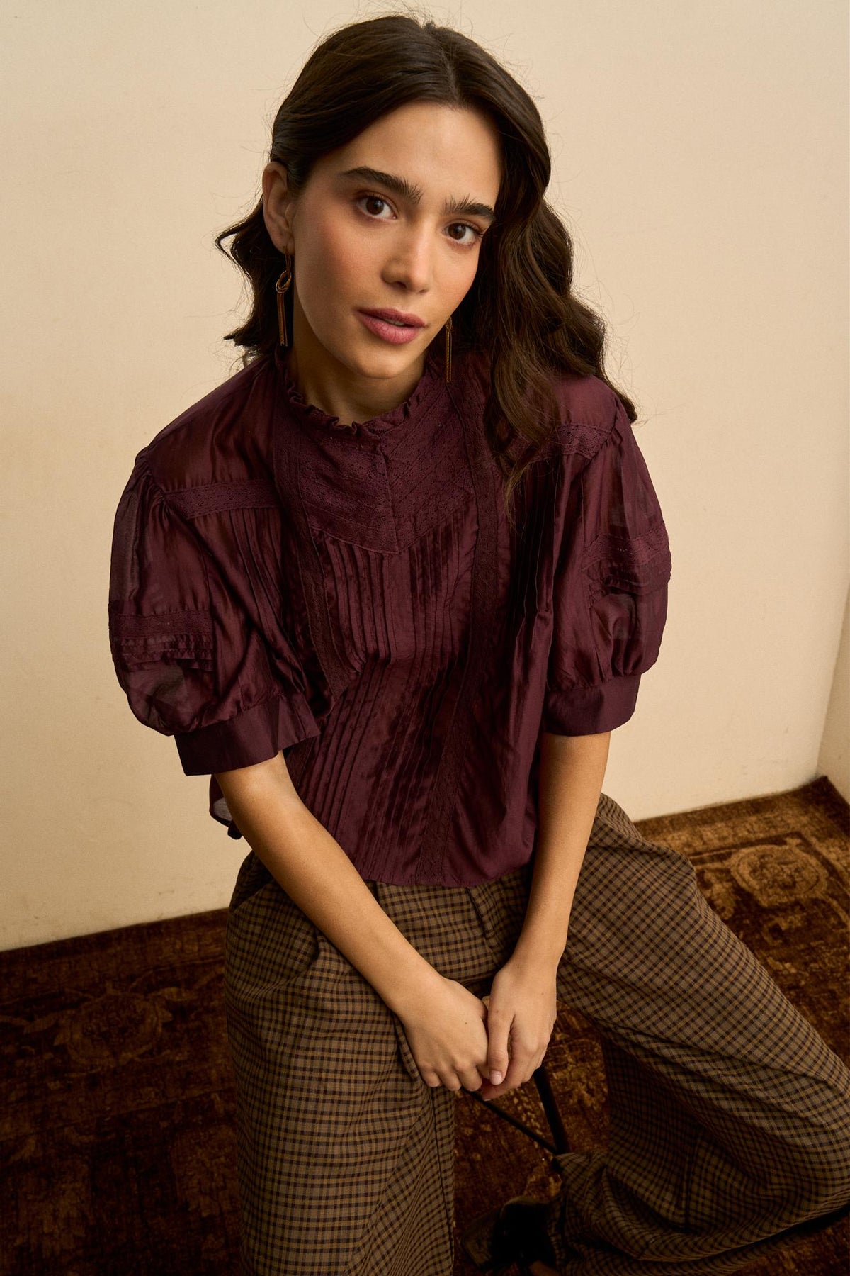 Soline Pintuck Puff-Sleeve Blouse