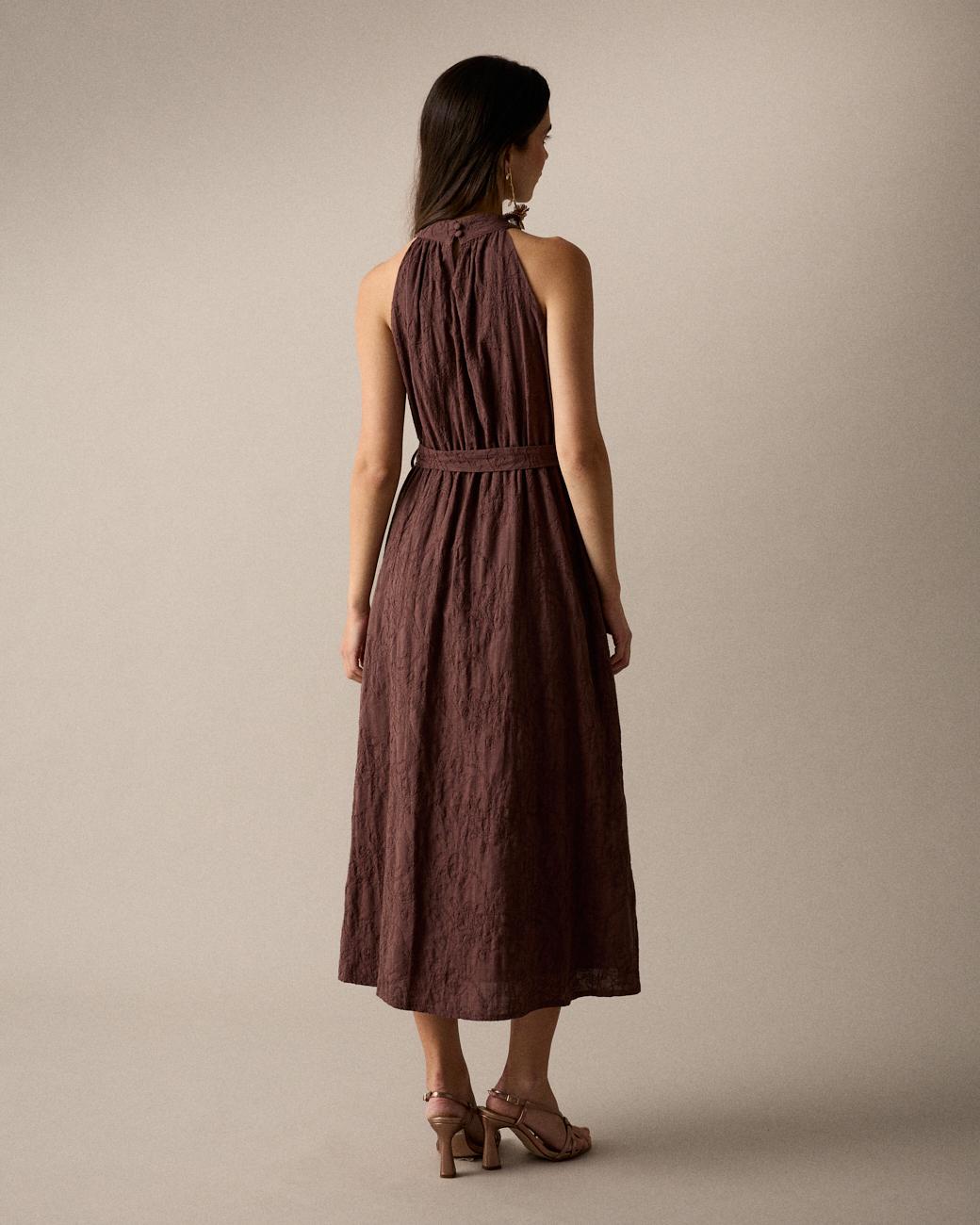 Halter Neck Embroidered Dress