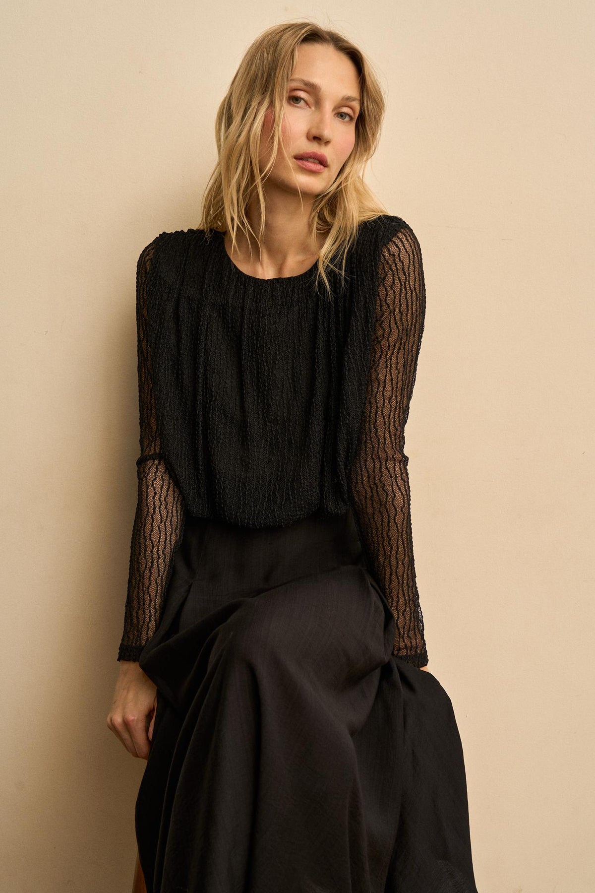 Ysoria Pleated Lace Blouse