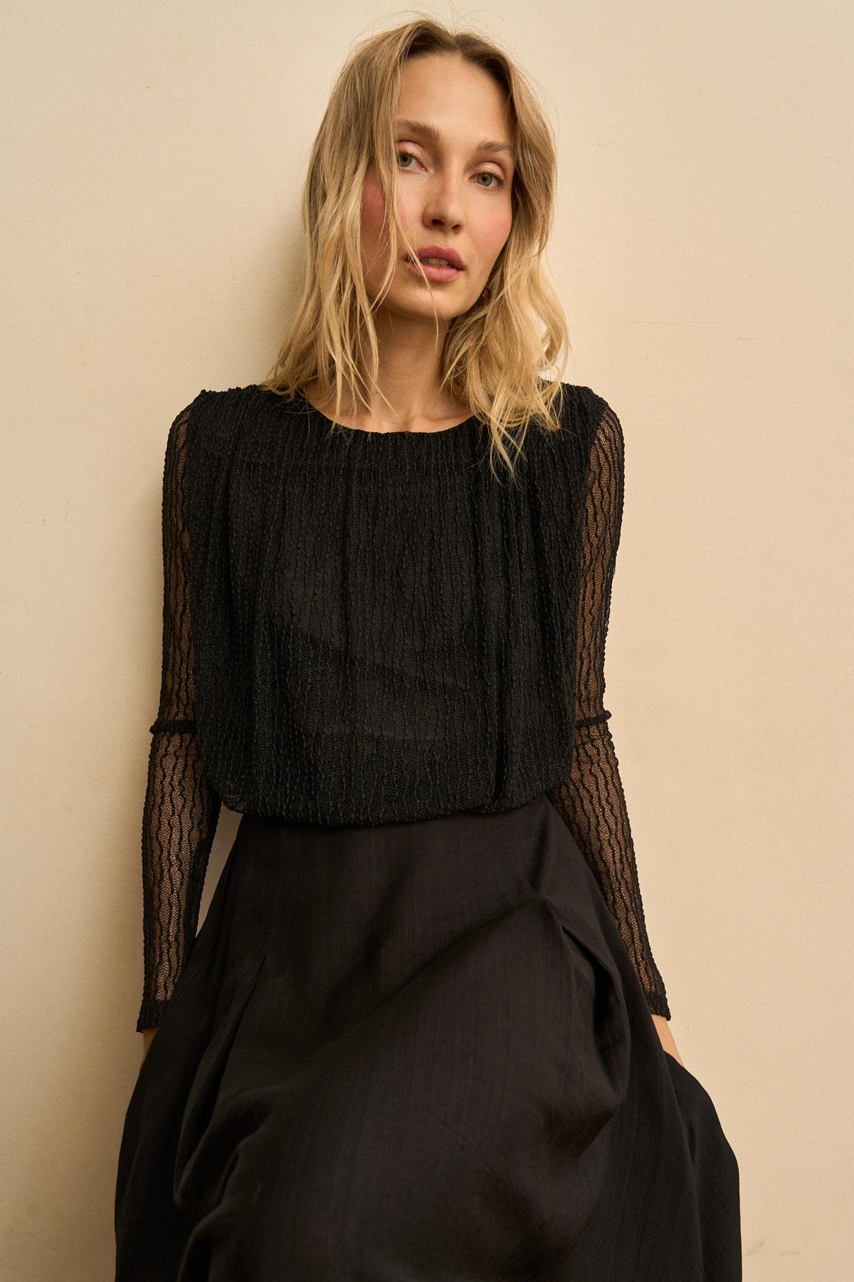 Ysoria Pleated Lace Blouse