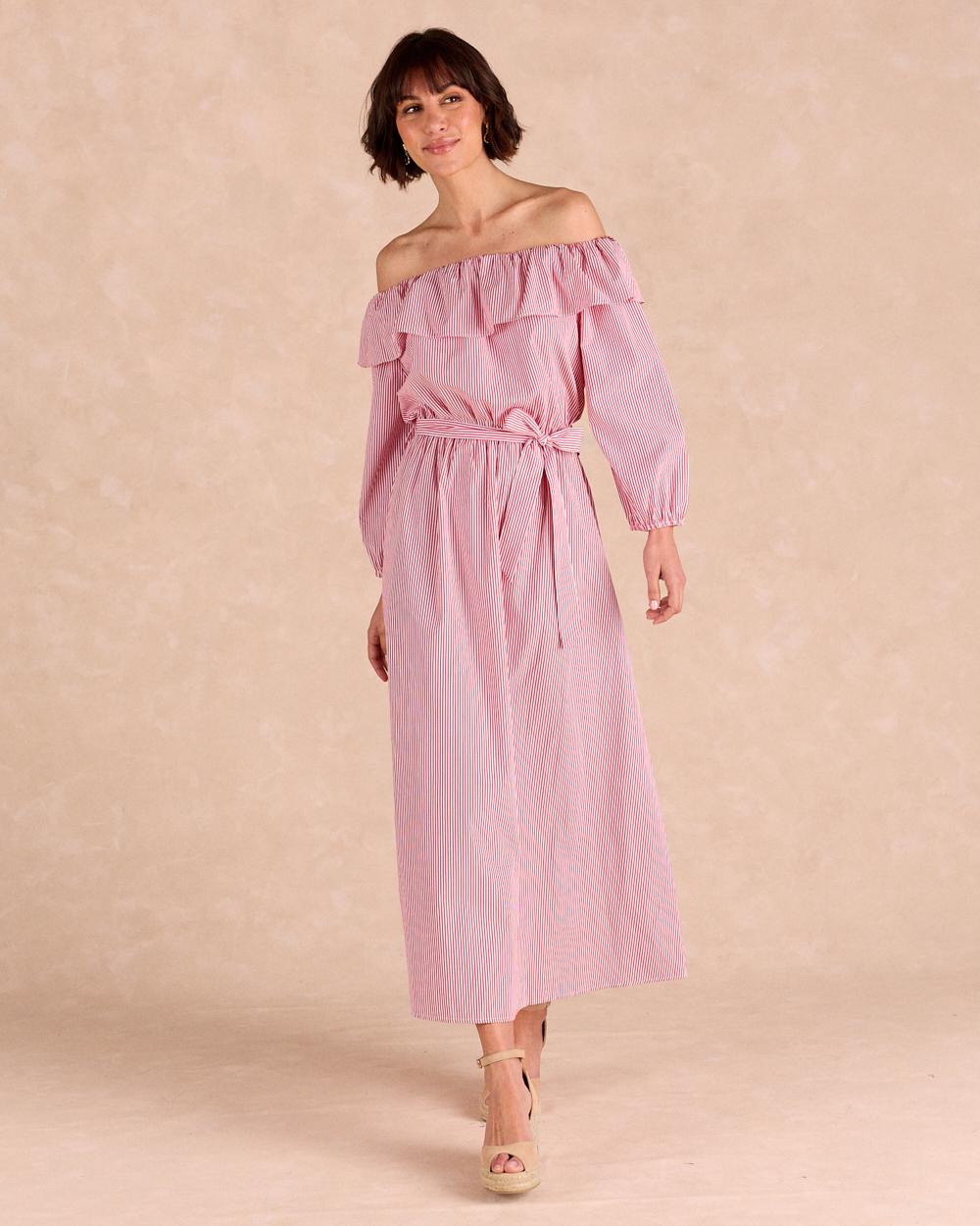 Nimia Striped Midi Dress