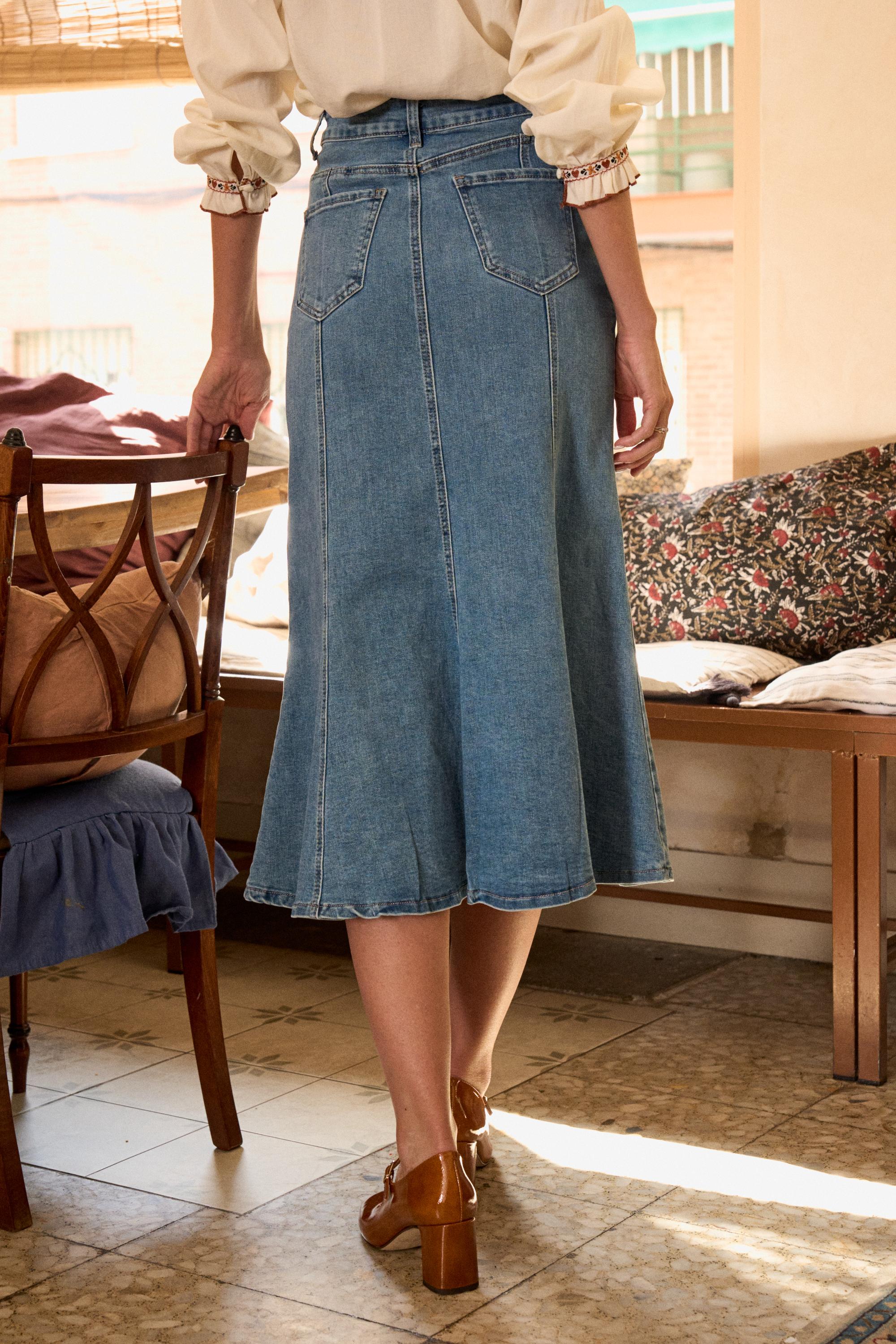 Nuva Midi Denim Skirt