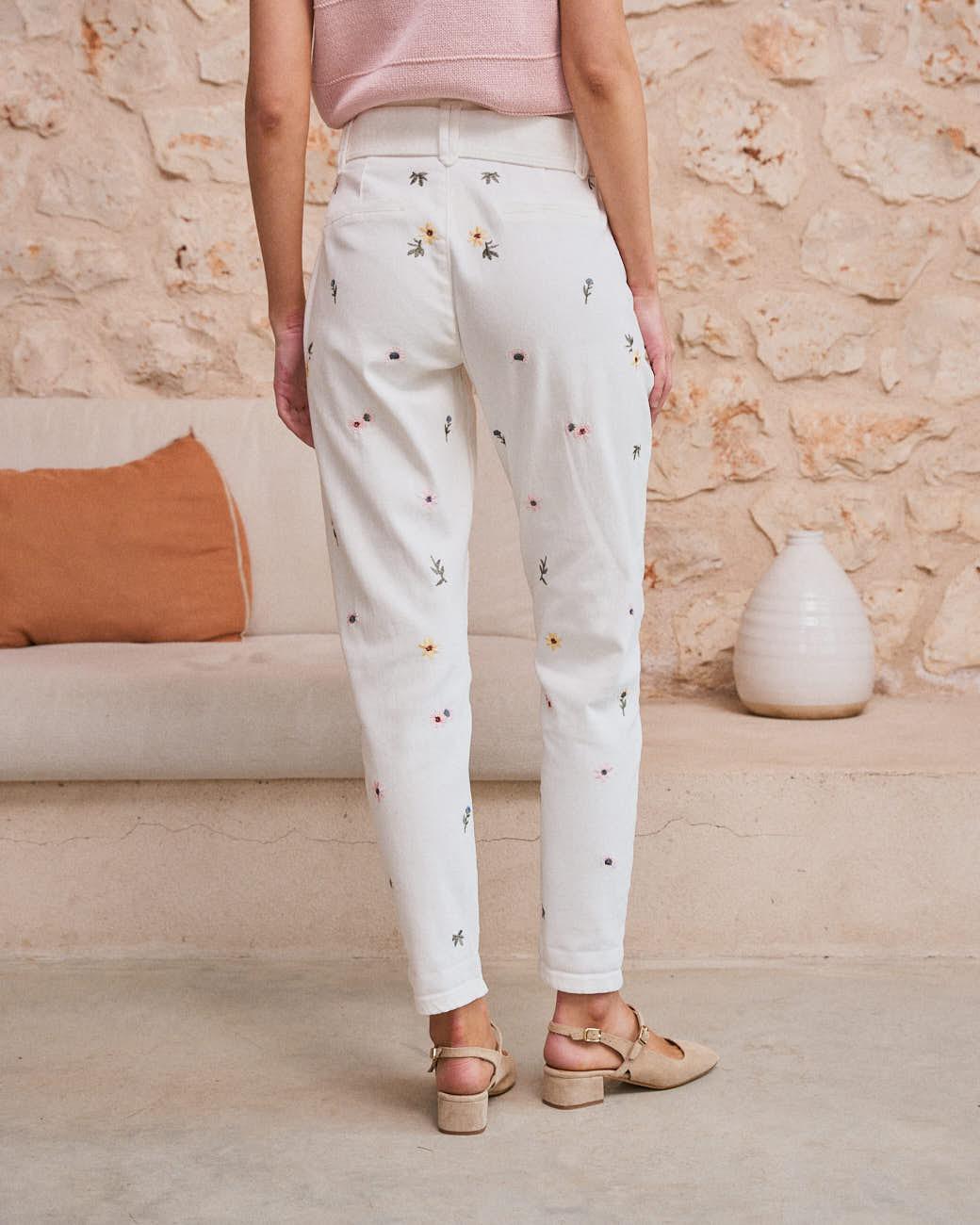 Zenia Flower Denim Pants