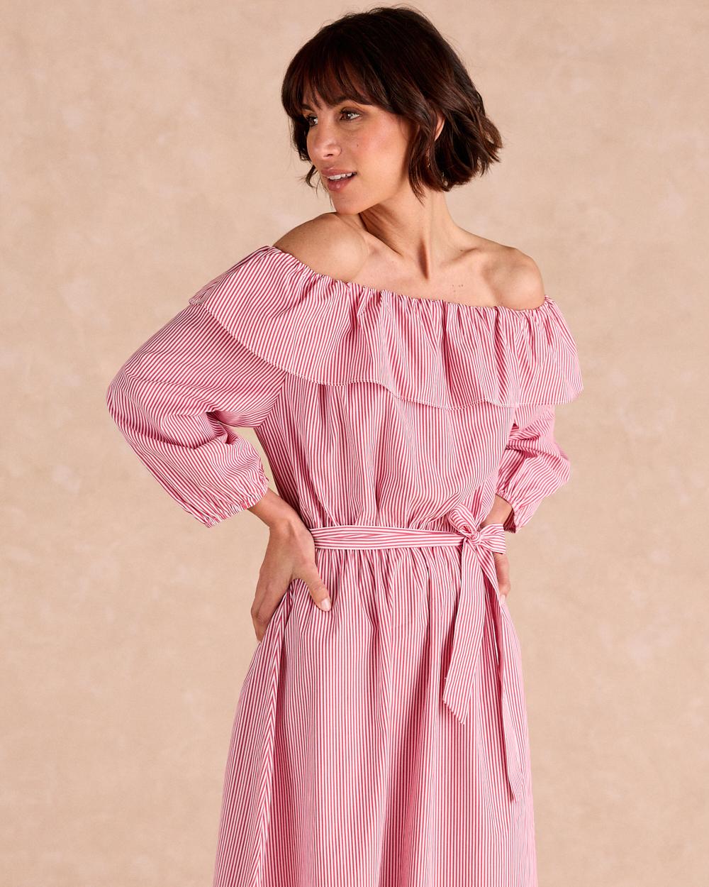 Nimia Striped Midi Dress