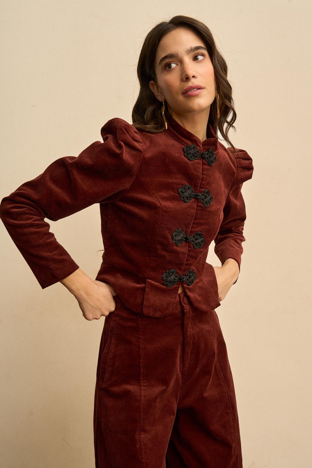 Isoline Embroidered Corduroy Jacket
