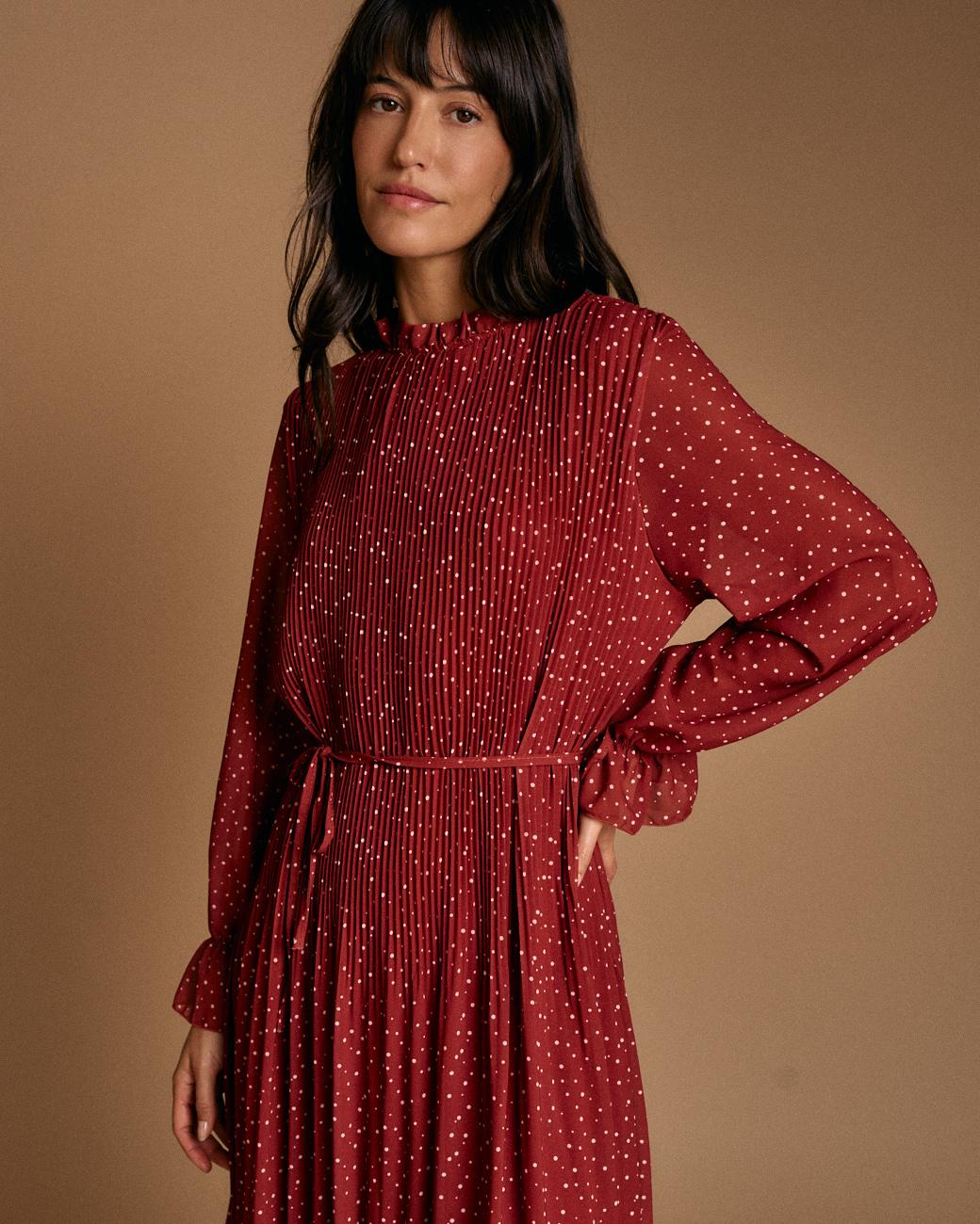 Garnet Polka Dot Dress