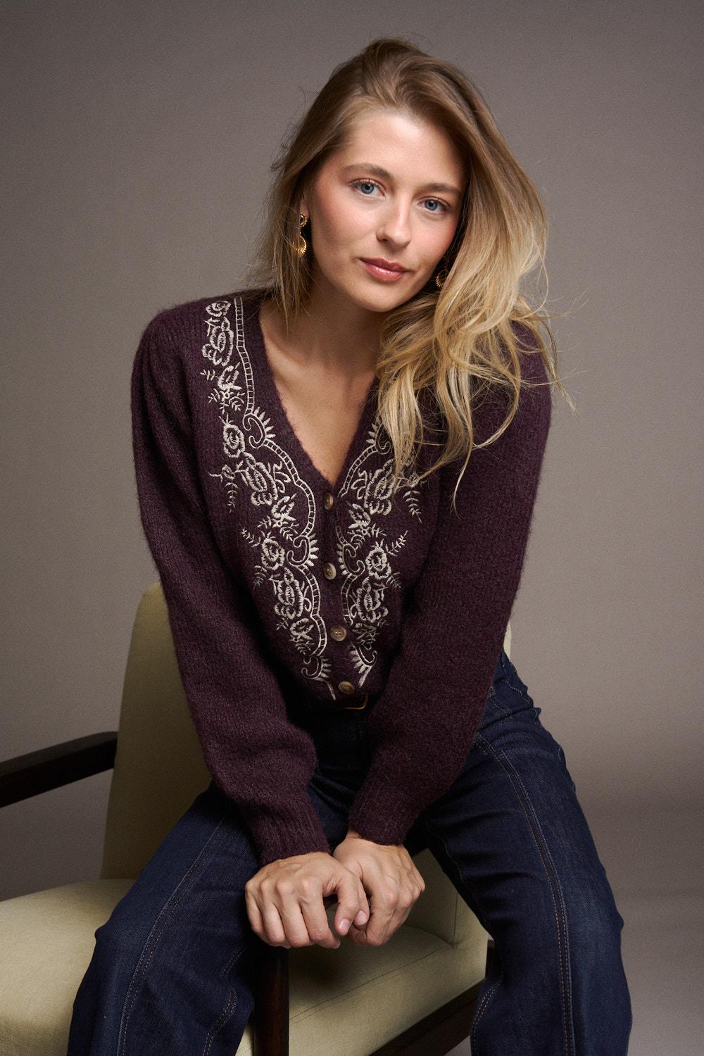 Inès Embroidered Cardigan