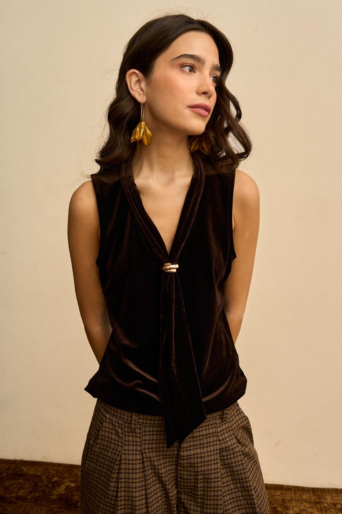 Yvaine Draped Velvet Top