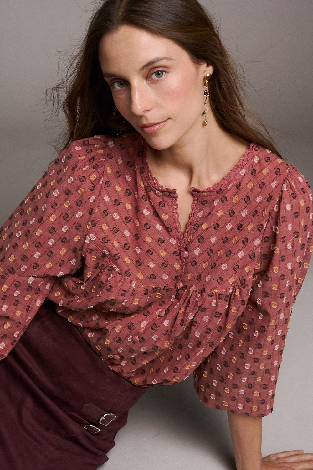 Céleste Topstitch Blouse