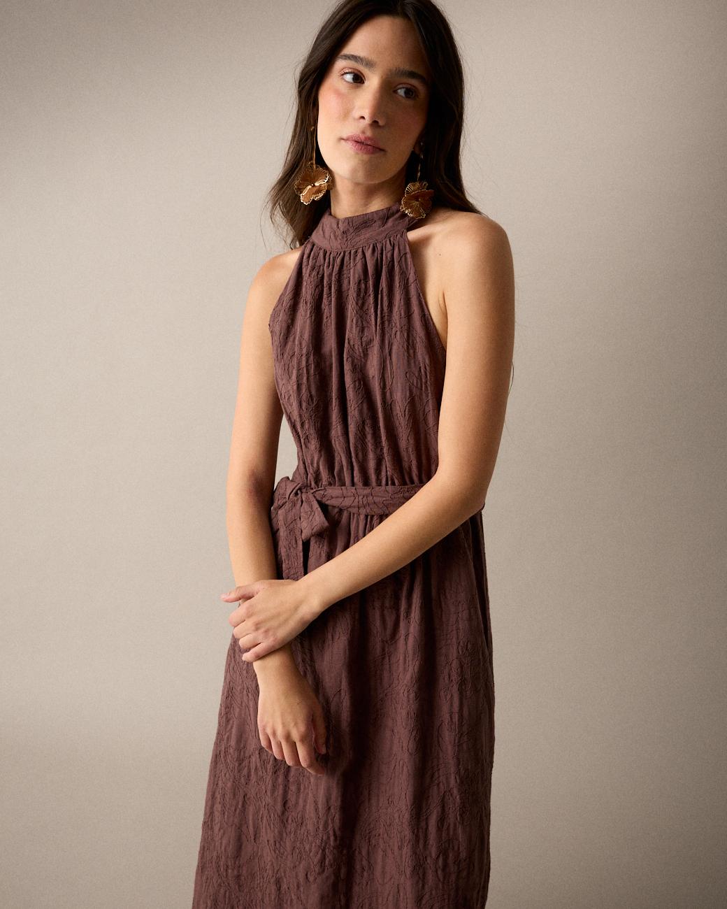 Halter Neck Embroidered Dress