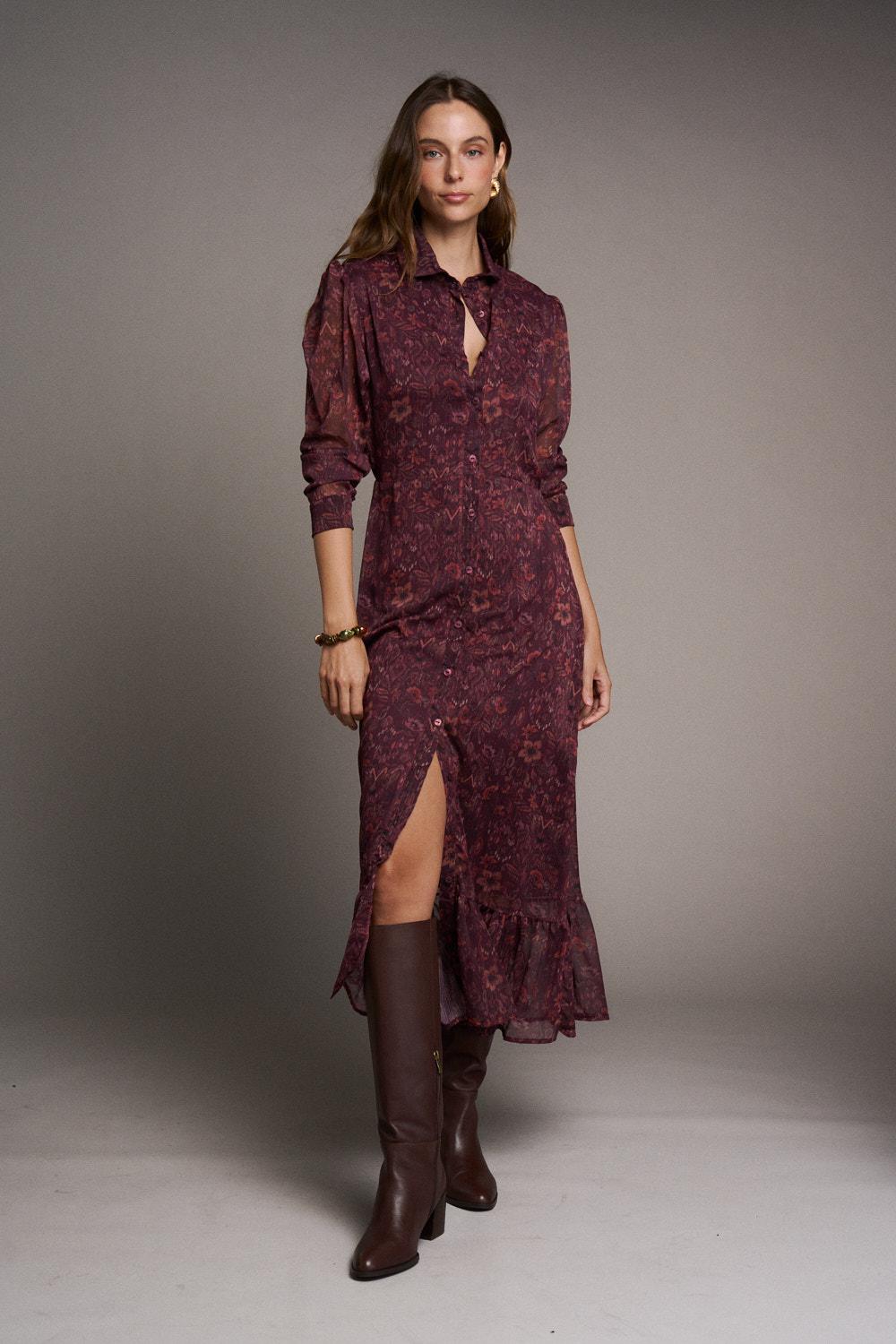 Ombeline Aubergine Dress