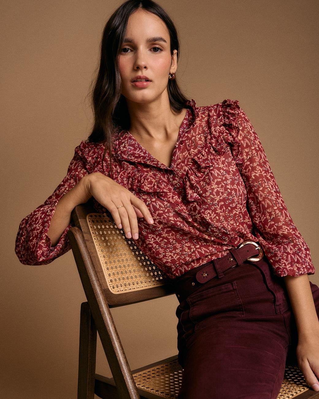 Lidia Print Ruffle Shirt