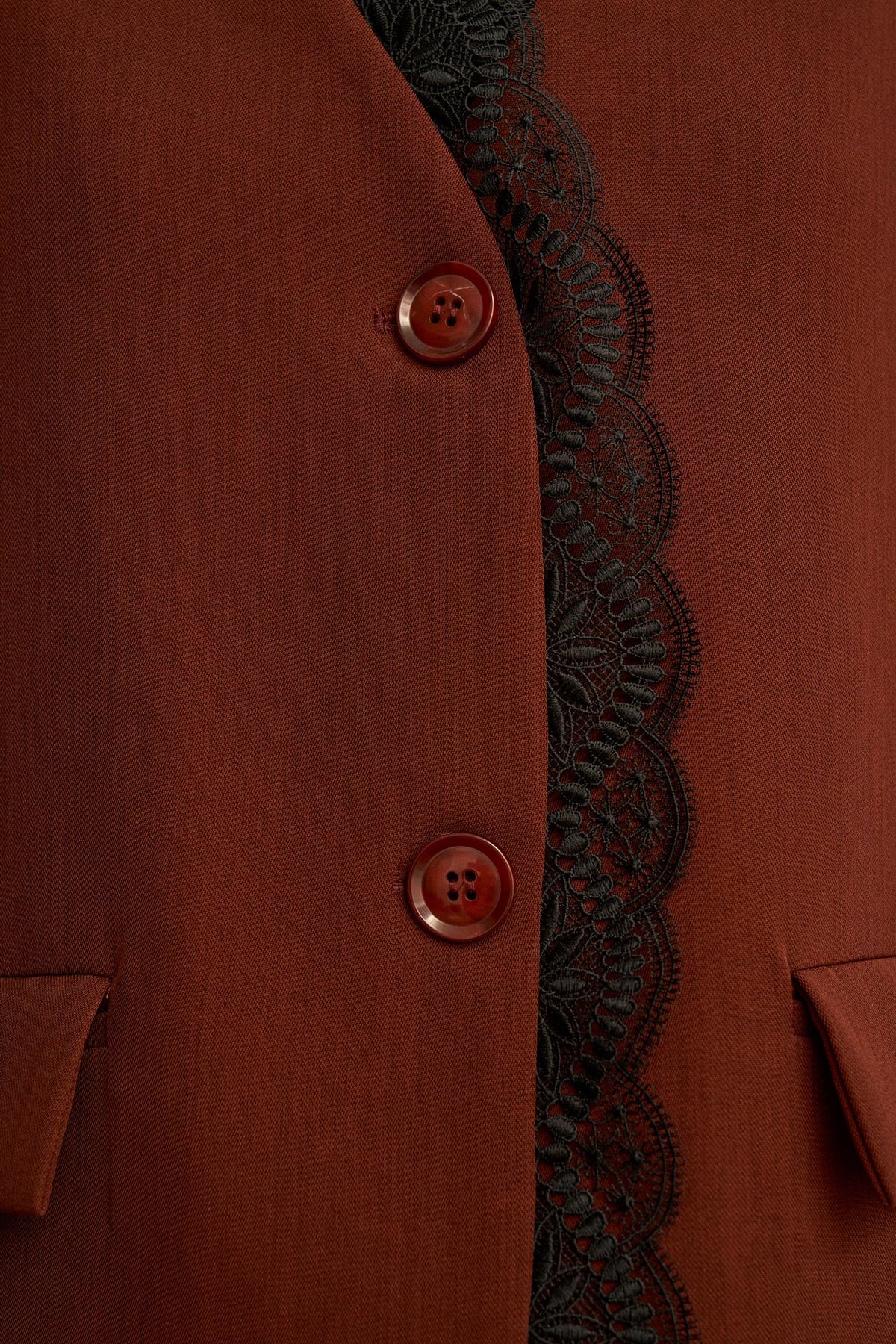 Esmeraline Lace-Lapel Blazer