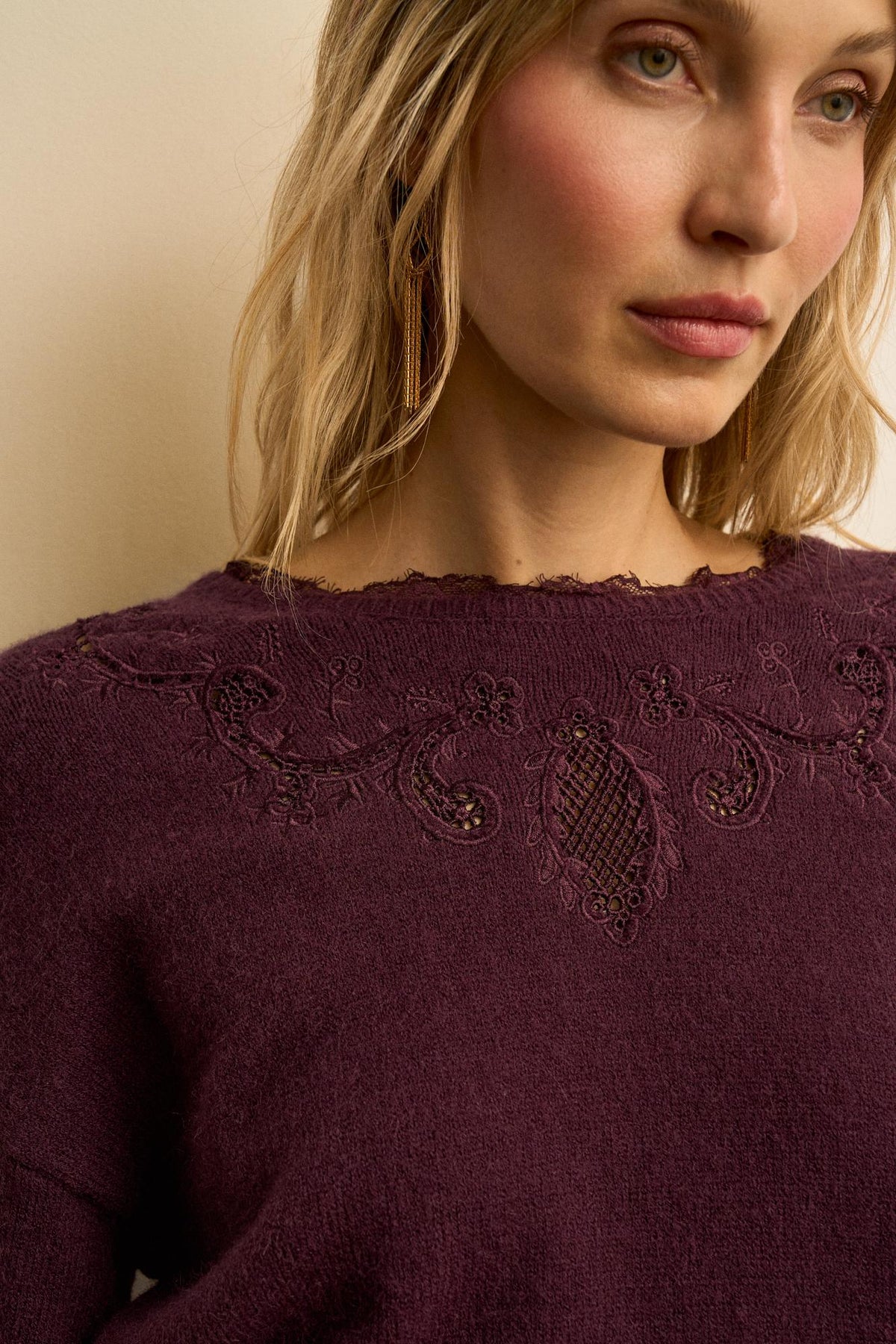 Amaia Openwork-Neck Sweater